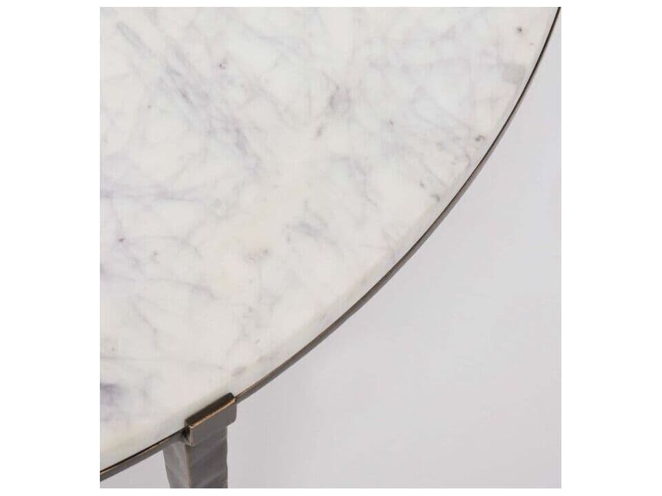 Interlude Home Como Round Marble Gilded Bronze Salt Coffee Table