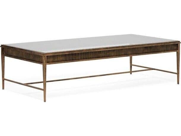 Interlude Home Camille Rectangular Glass Gilded Brass Clear Coffee Table