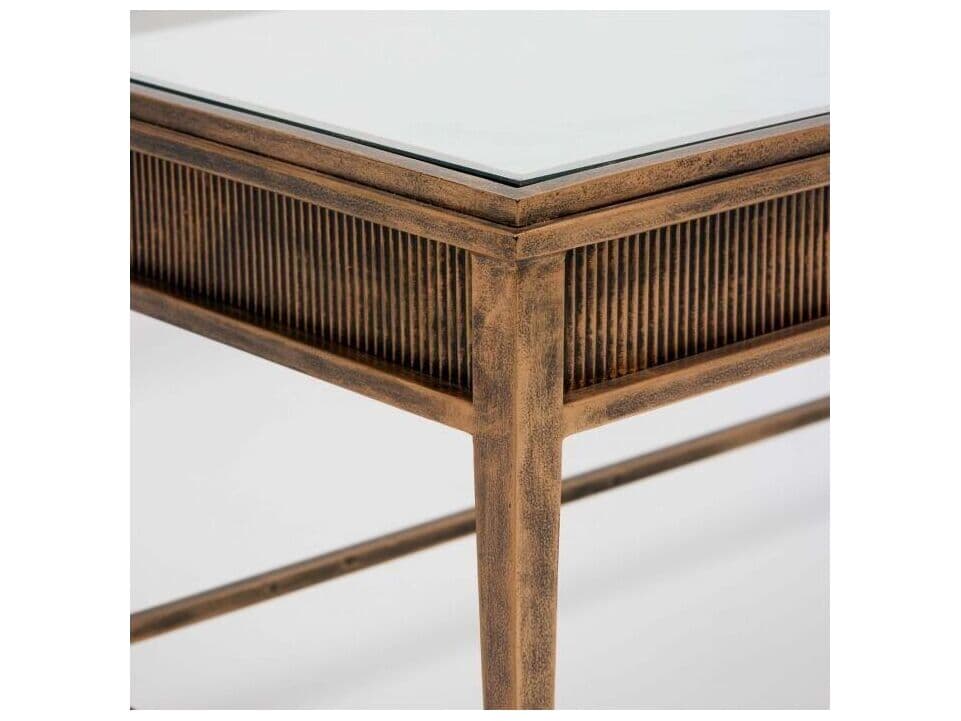 Interlude Home Camille Rectangular Glass Gilded Brass Clear Coffee Table