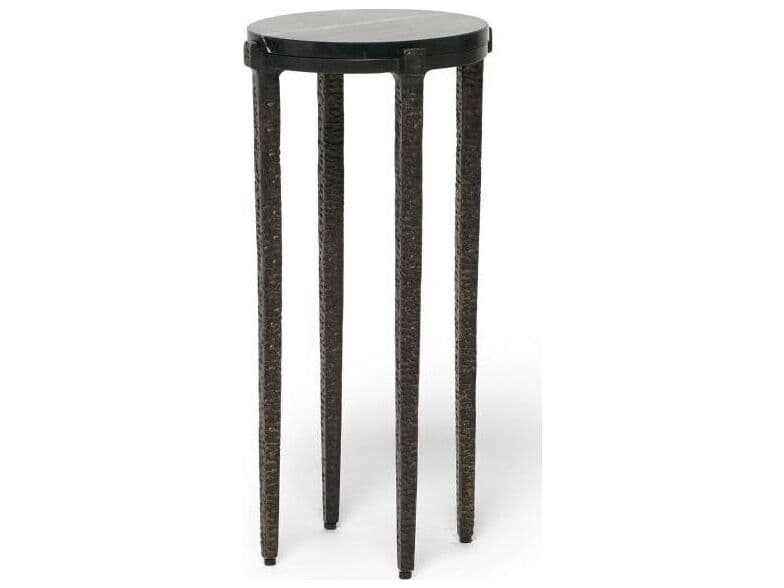 Interlude Home Como Round Marble Gilded Bronze Dusk End Table
