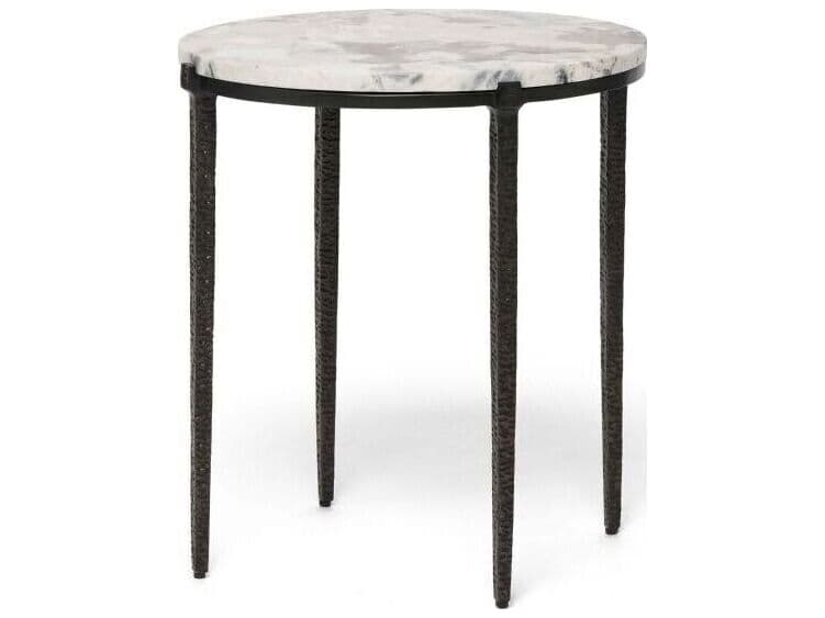 Interlude Home Como Round Marble Gilded Bronze Patagonia End Table