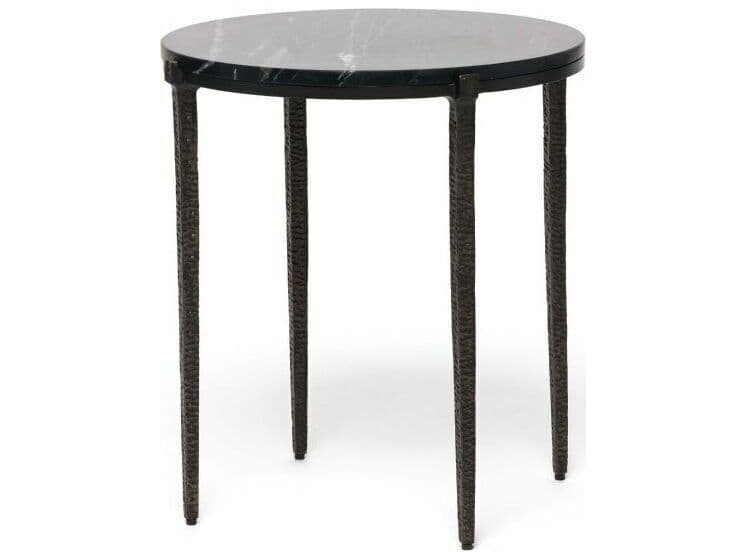 Interlude Home Como Round Marble Gilded Bronze Dusk End Table