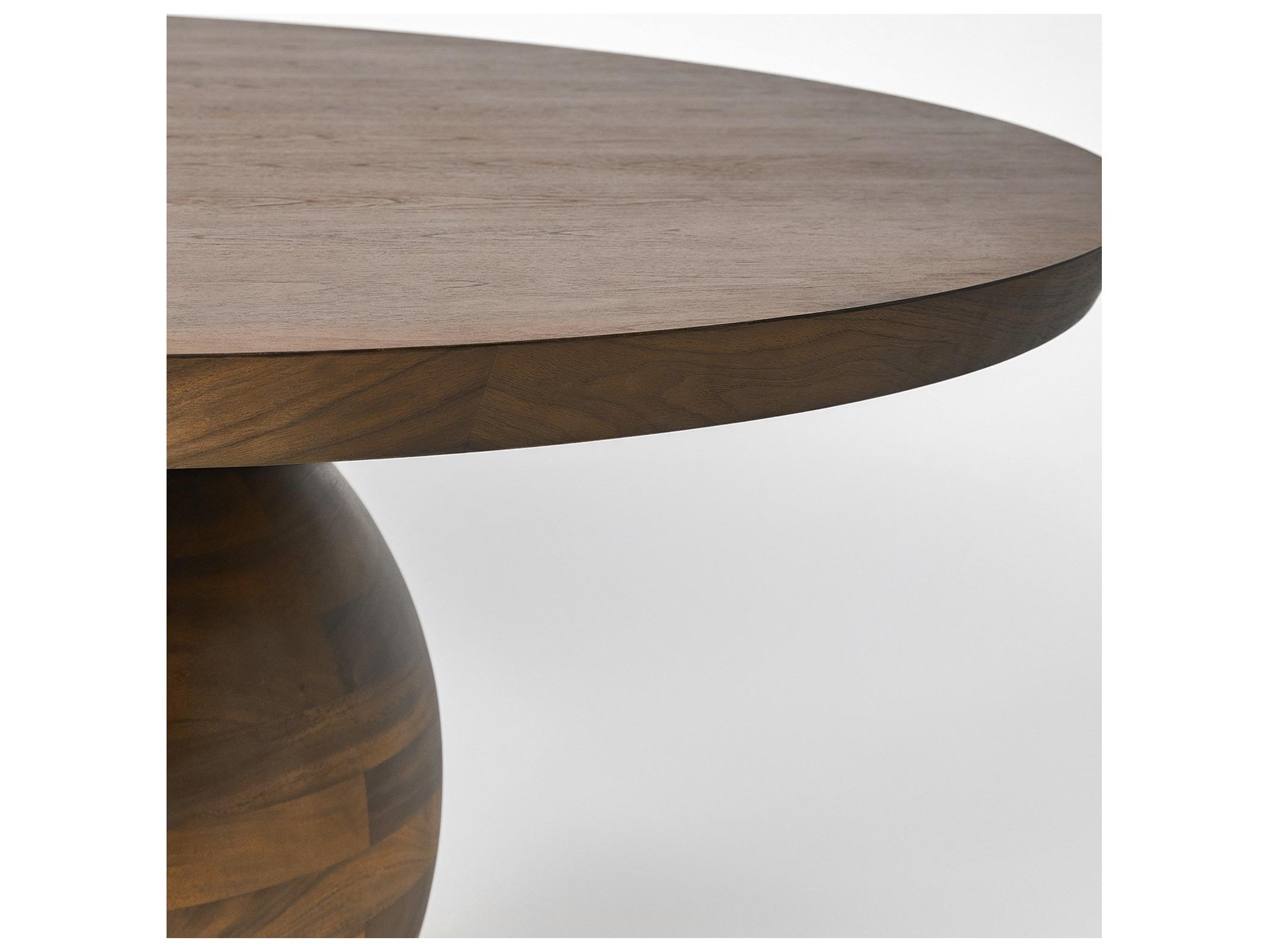 Interlude Home Carter Round Wood Classic Walnut Deep Bronze Dining Table