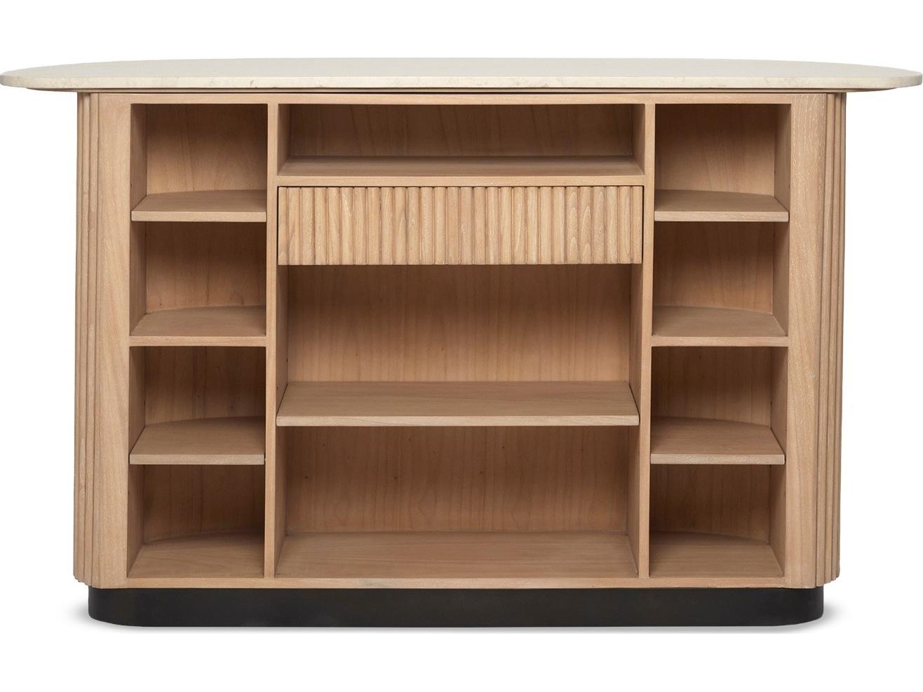 Interlude Home Anton Natural Mindi Wood Husk Honey Deep Bronze Bar Cabinet