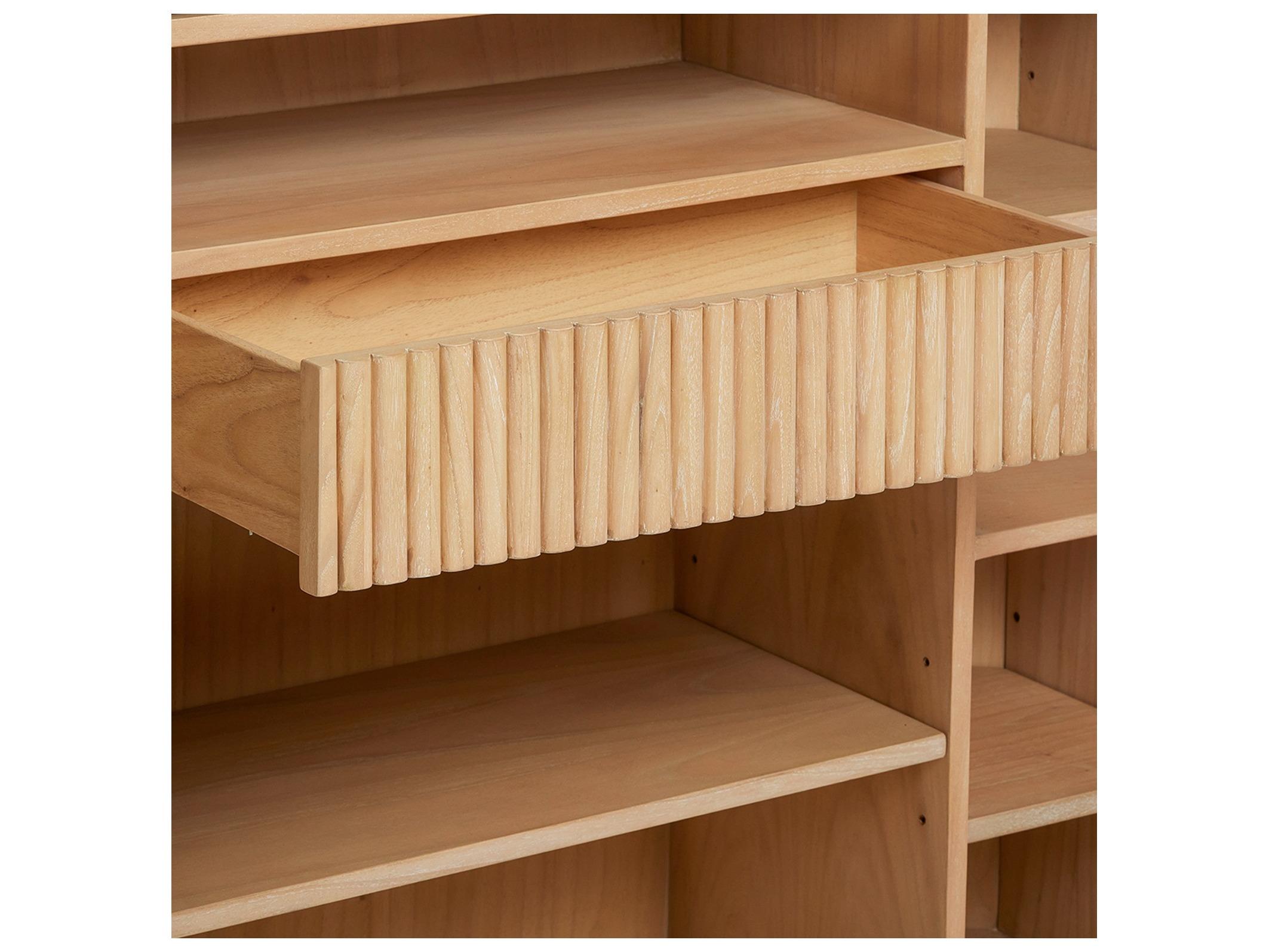 Interlude Home Anton Natural Mindi Wood Husk Honey Deep Bronze Bar Cabinet