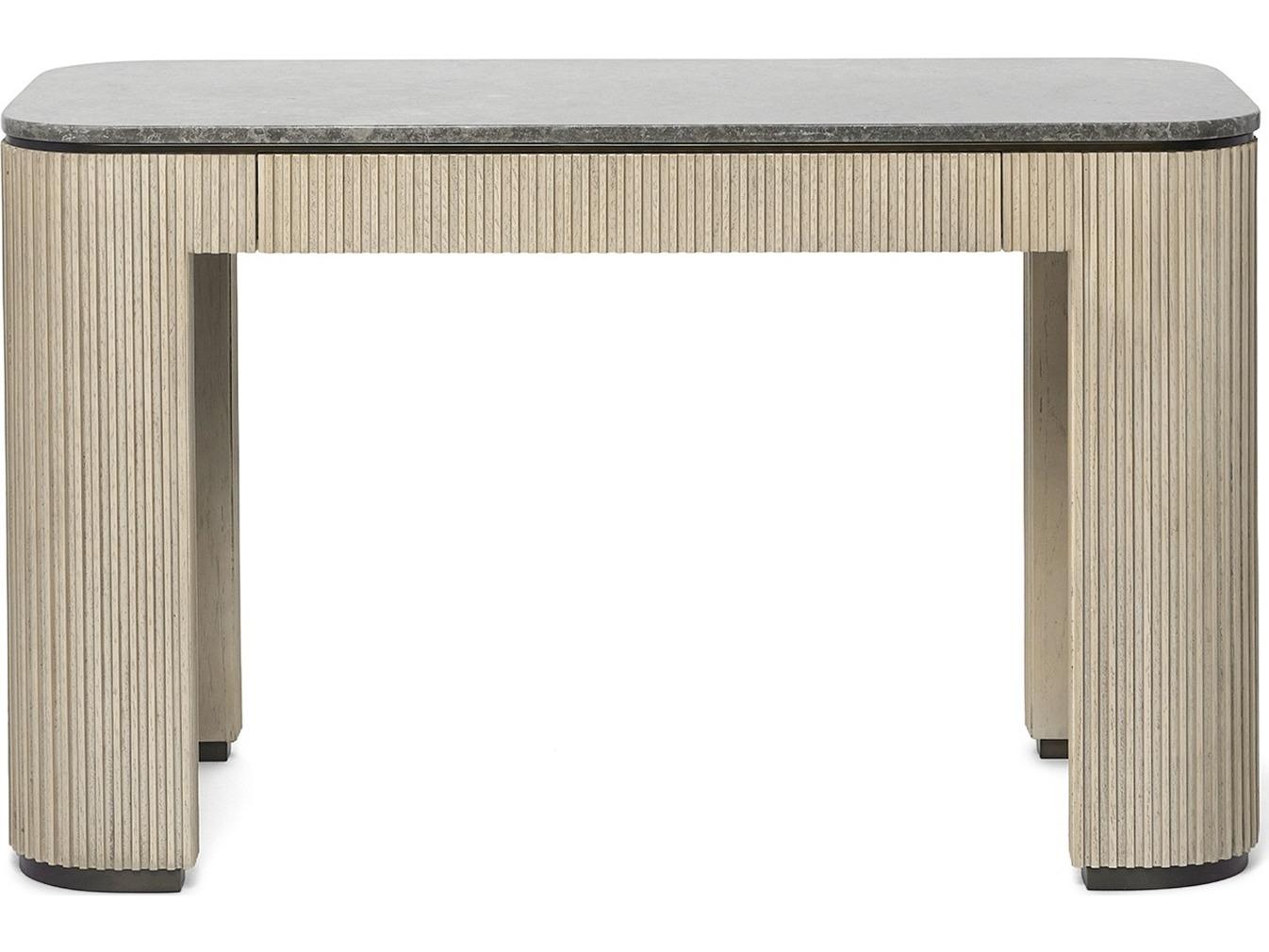 Interlude Home Morrison Washed Taupe Fossil Deep Bronze Natural Mindi Wood Writing Desk