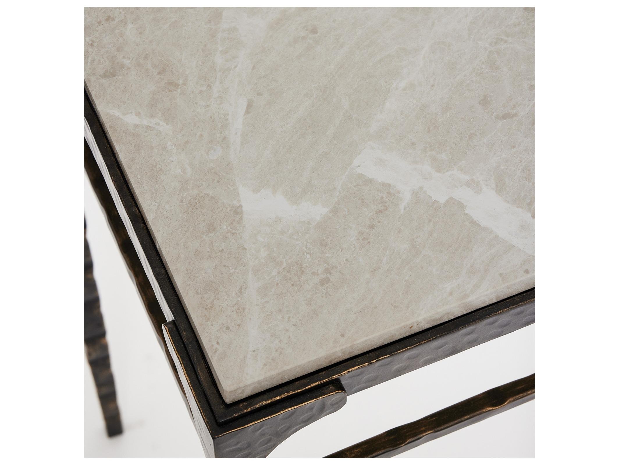 Interlude Home Channing Rectangular Marble Gilded Dark Bronze Emperador Grey Console Table