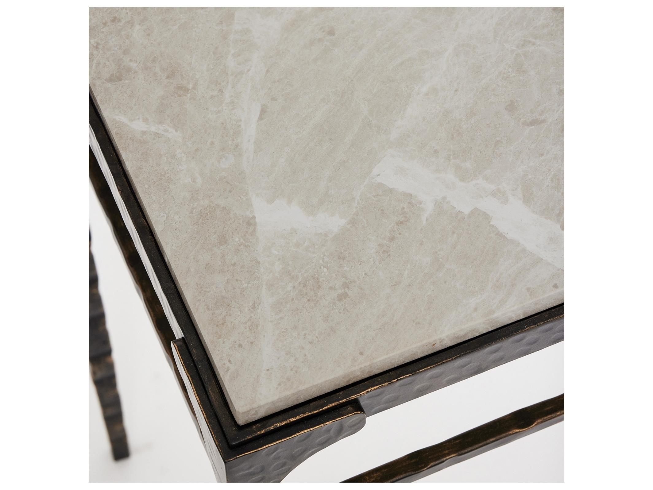 Interlude Home Channing Rectangular Marble Gilded Dark Bronze Emperador Grey Console Table