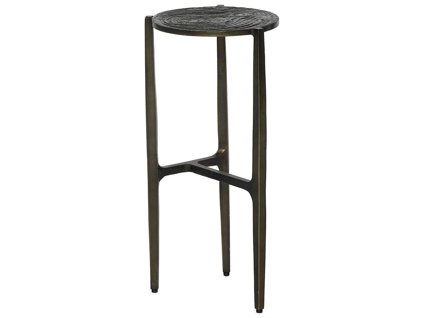 Interlude Home Ligne Round Metal Deep Bronze End Table