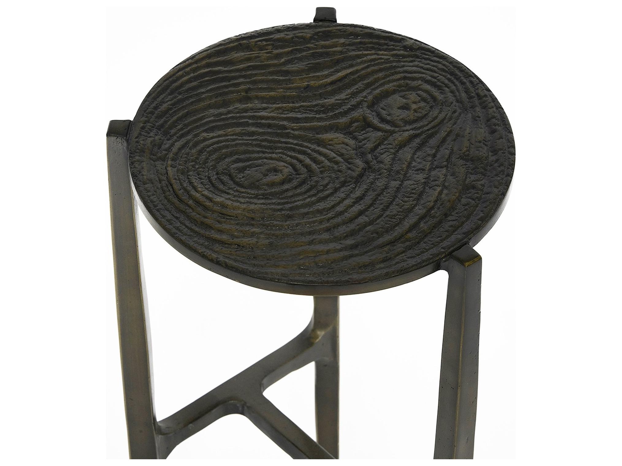 Interlude Home Ligne Round Metal Deep Bronze End Table