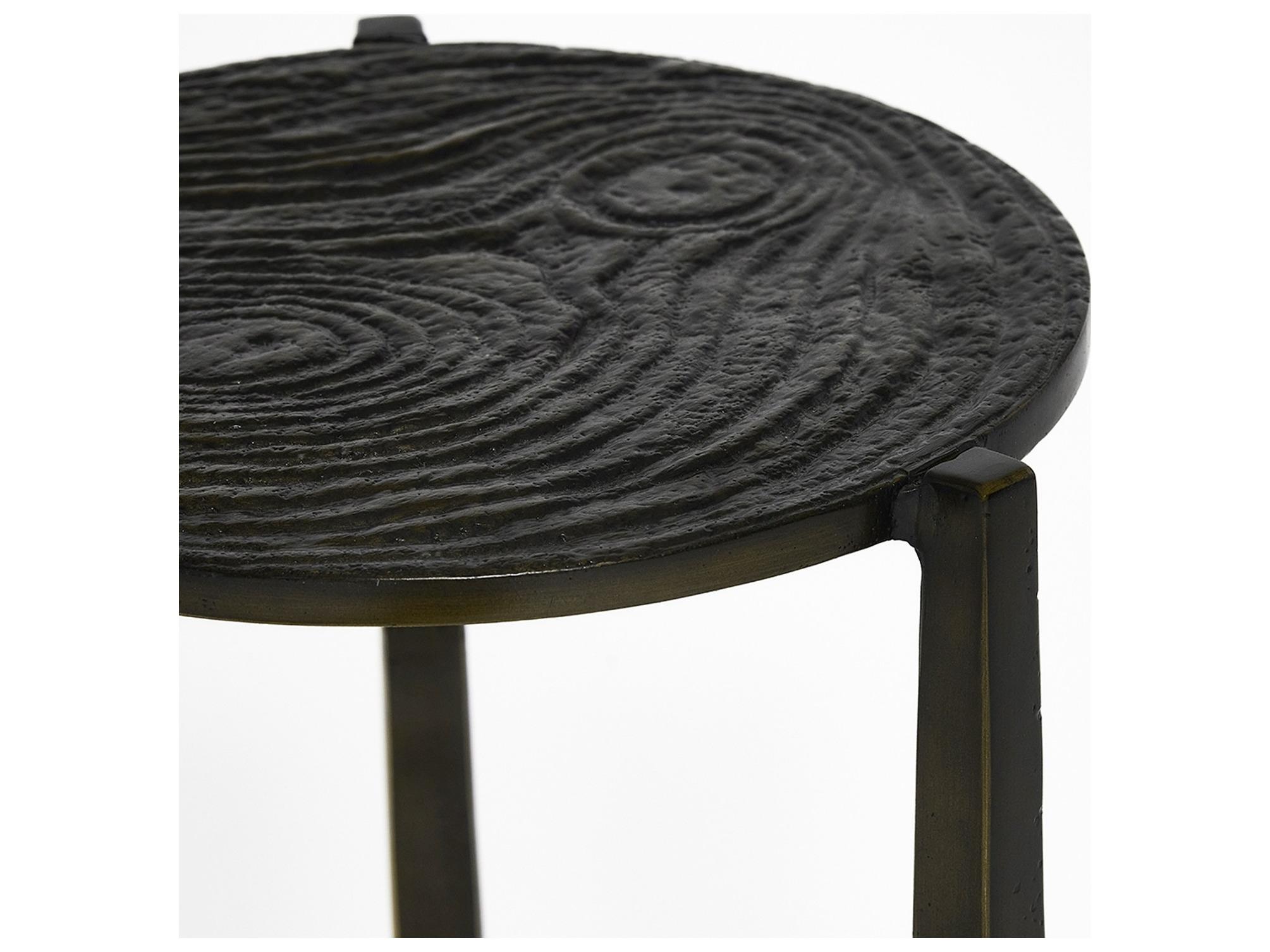 Interlude Home Ligne Round Metal Deep Bronze End Table