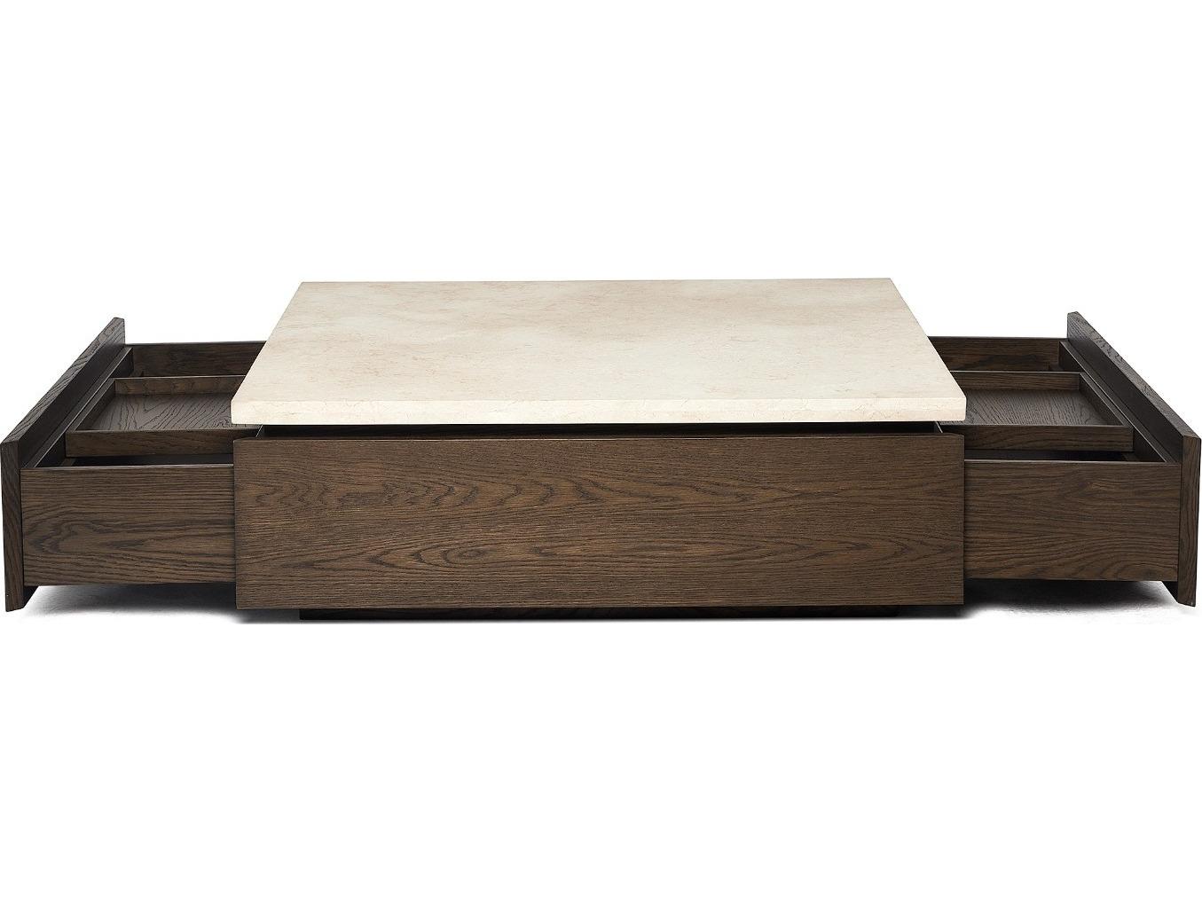 Interlude Home Branford Square Marble Mocha Honey Coffee Table