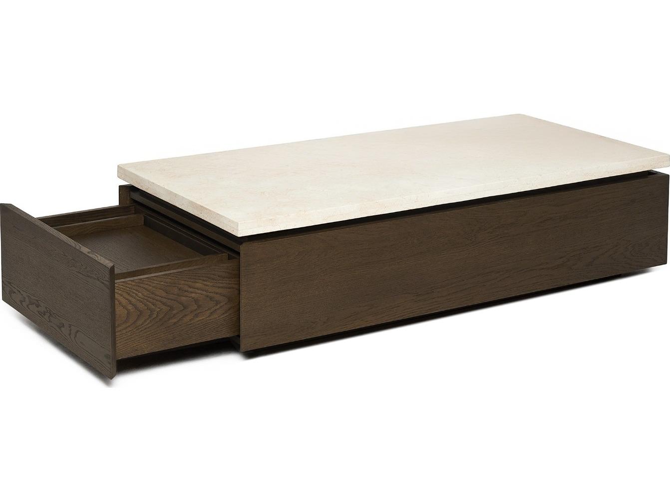 Interlude Home Branford Rectangular Marble Mocha Honey Coffee Table