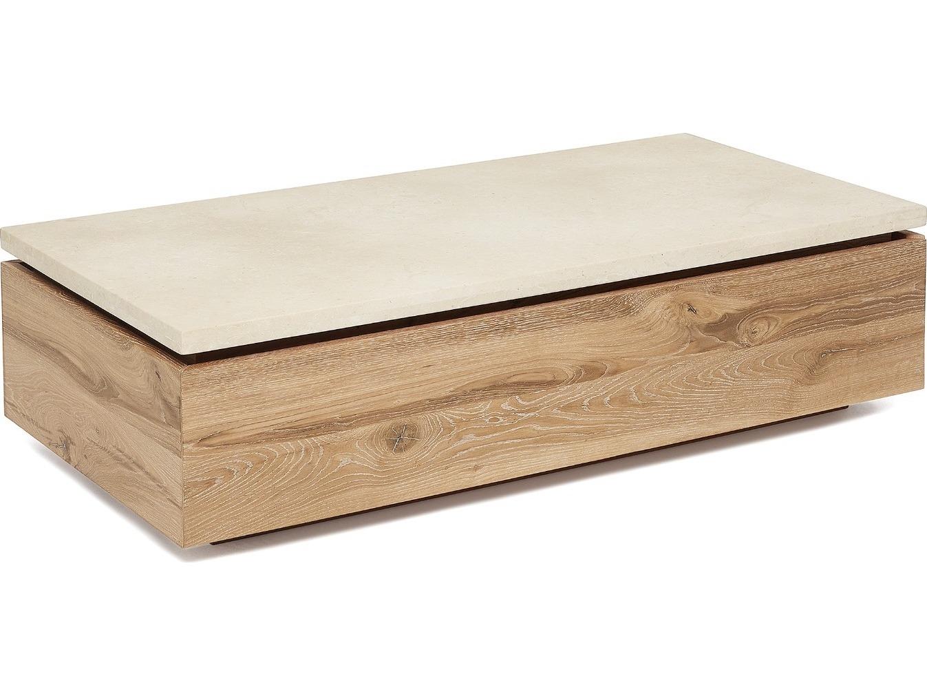 Interlude Home Branford Rectangular Marble Saddle Honey Coffee Table