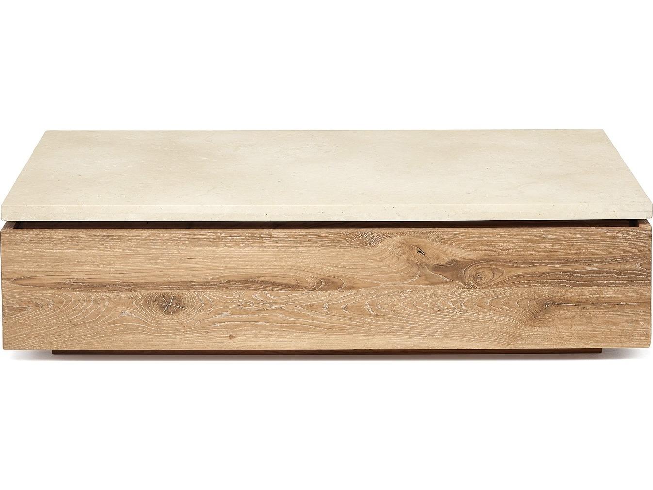 Interlude Home Branford Rectangular Marble Saddle Honey Coffee Table