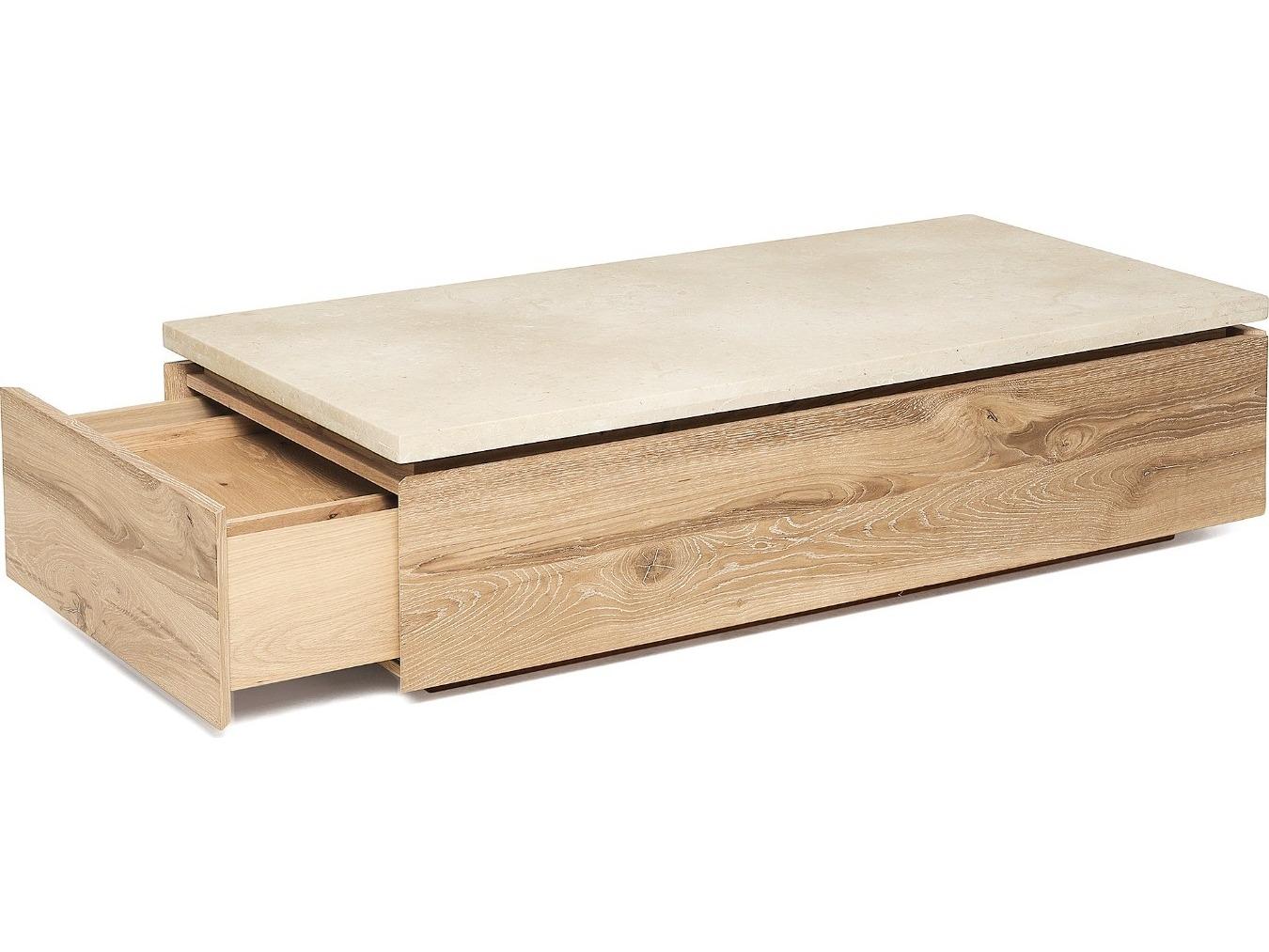 Interlude Home Branford Rectangular Marble Saddle Honey Coffee Table