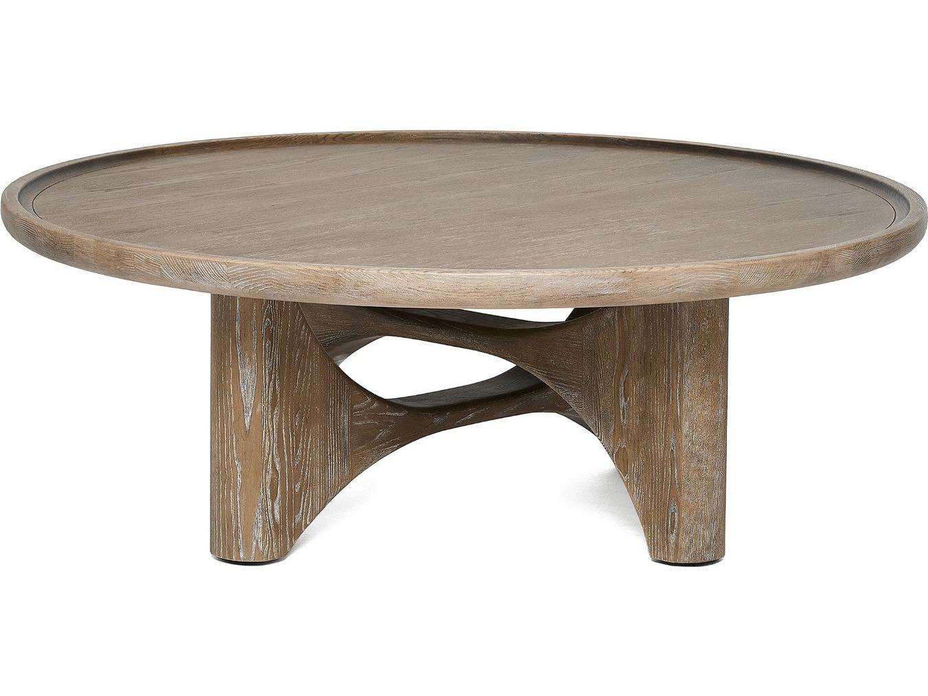 Interlude Home Adel Round Wood Autumn Brown Coffee Table