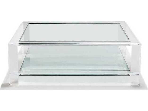 Interlude Home Square Clear Glass Coffee Table