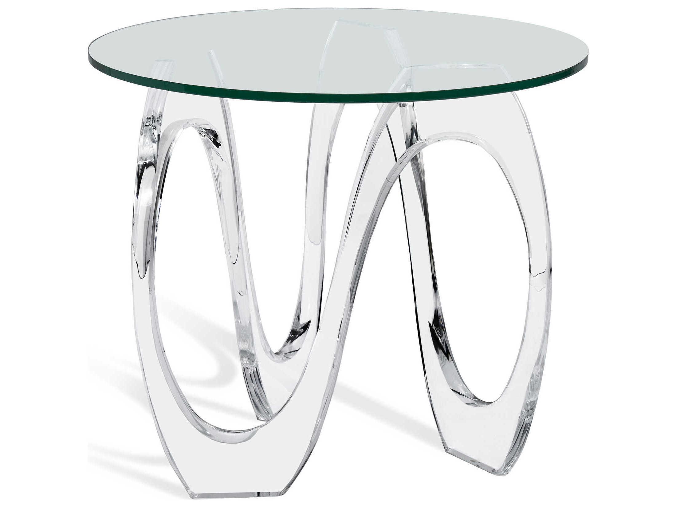 Interlude Home Westin Round Clear Crystal Glass End Table