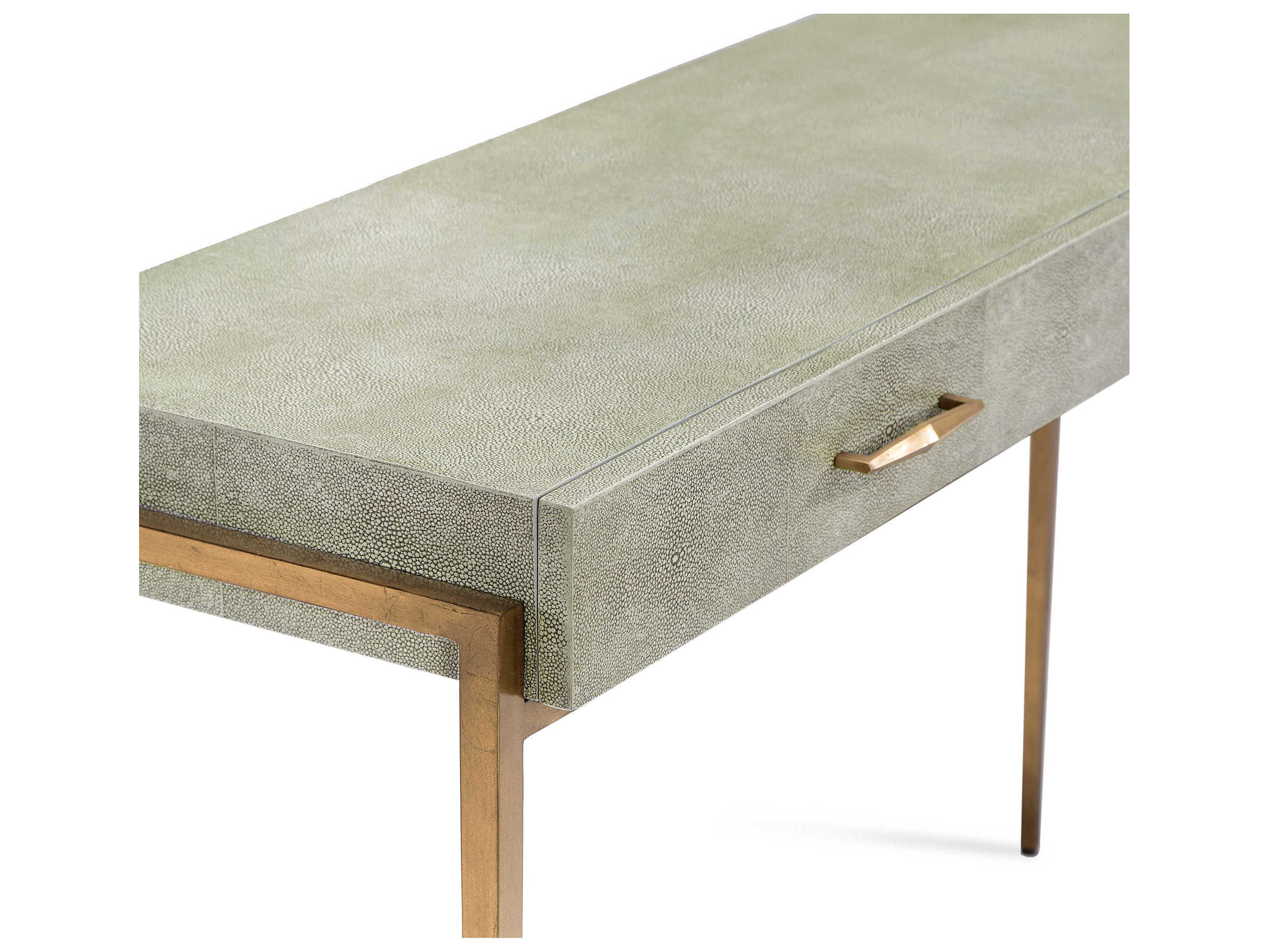 Interlude Home Morand Rectangular Leather Console Table