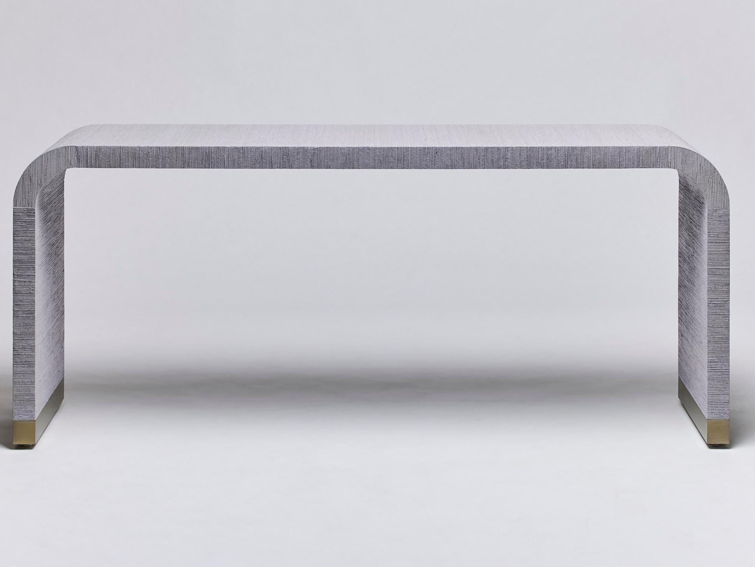 Interlude Home Sutherland Rectangular Wood Mist Champagne Silver Console Table