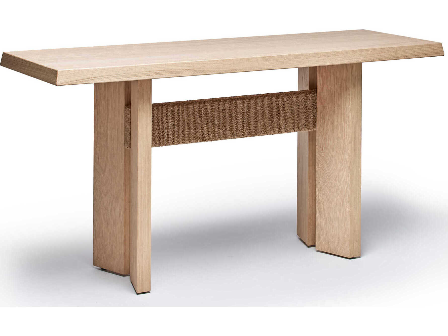 Interlude Home Lummus Rectangular Wood Saddle Natural Jute Console Table