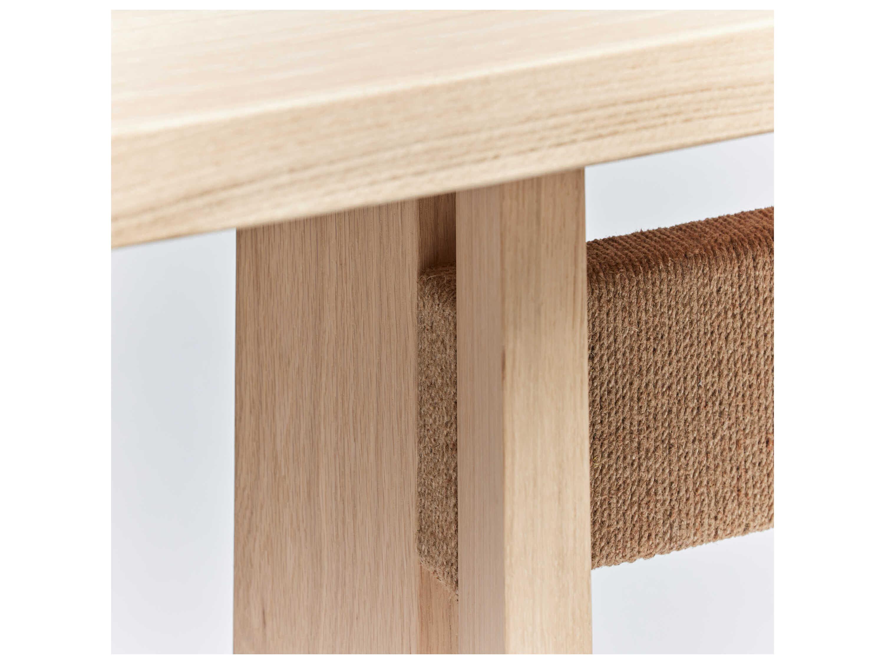 Interlude Home Lummus Rectangular Wood Saddle Natural Jute Console Table