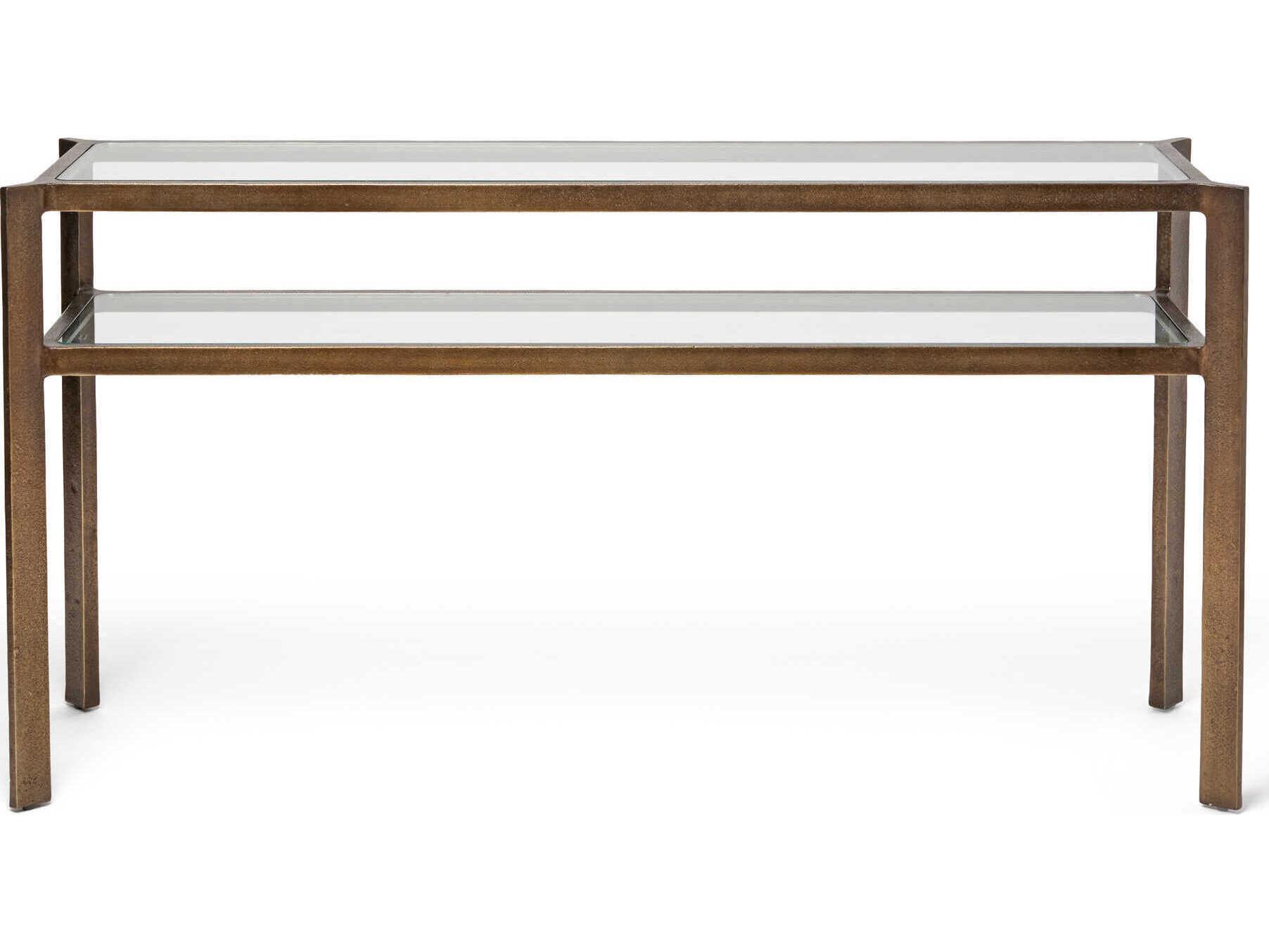 Interlude Home Linley Rectangular Deep Bronze Clear Glass Console Table