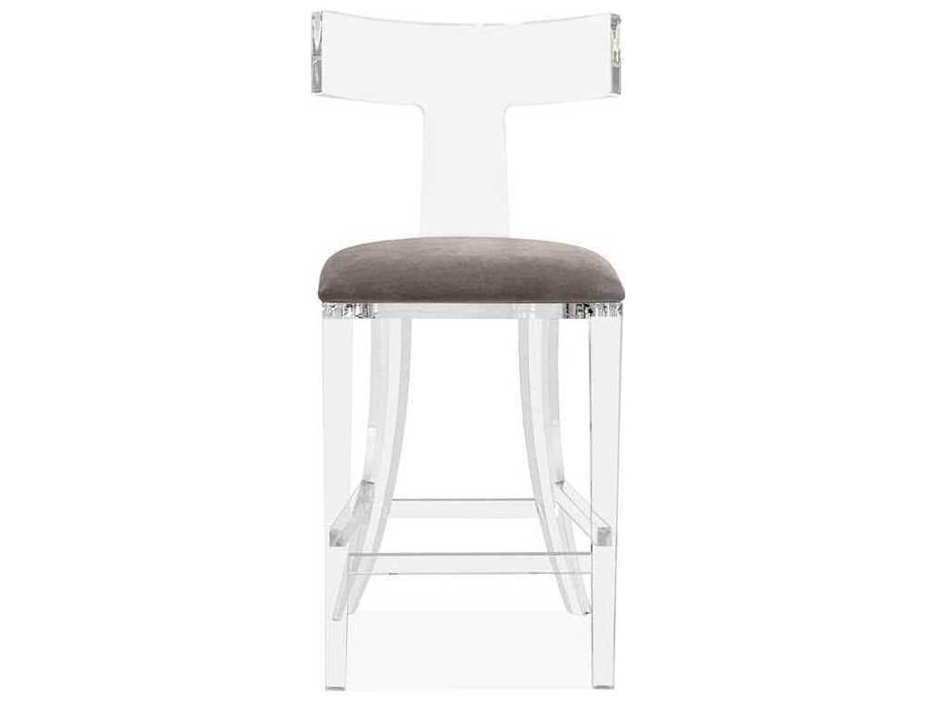 Interlude Home Tristan Upholstered Clear Nimbus Grey Counter Stool