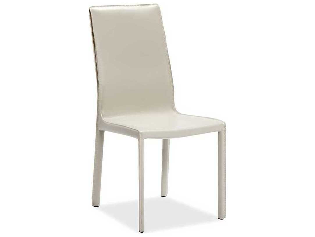 Interlude Home Jada High Back Beige Leather Side Dining Chair