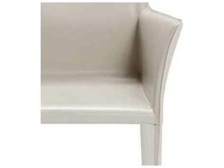 Interlude Home Leather Beige Upholstered Arm Dining Chair