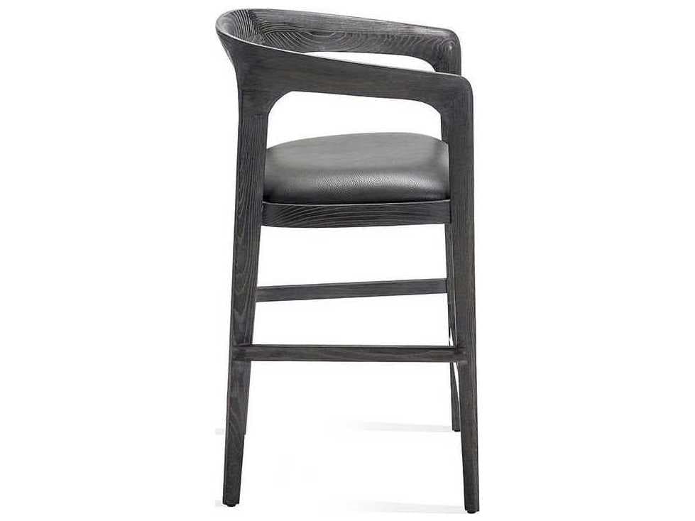 Interlude Home Ash Wood Charcoal Ceruse Slate Grey Counter Stool