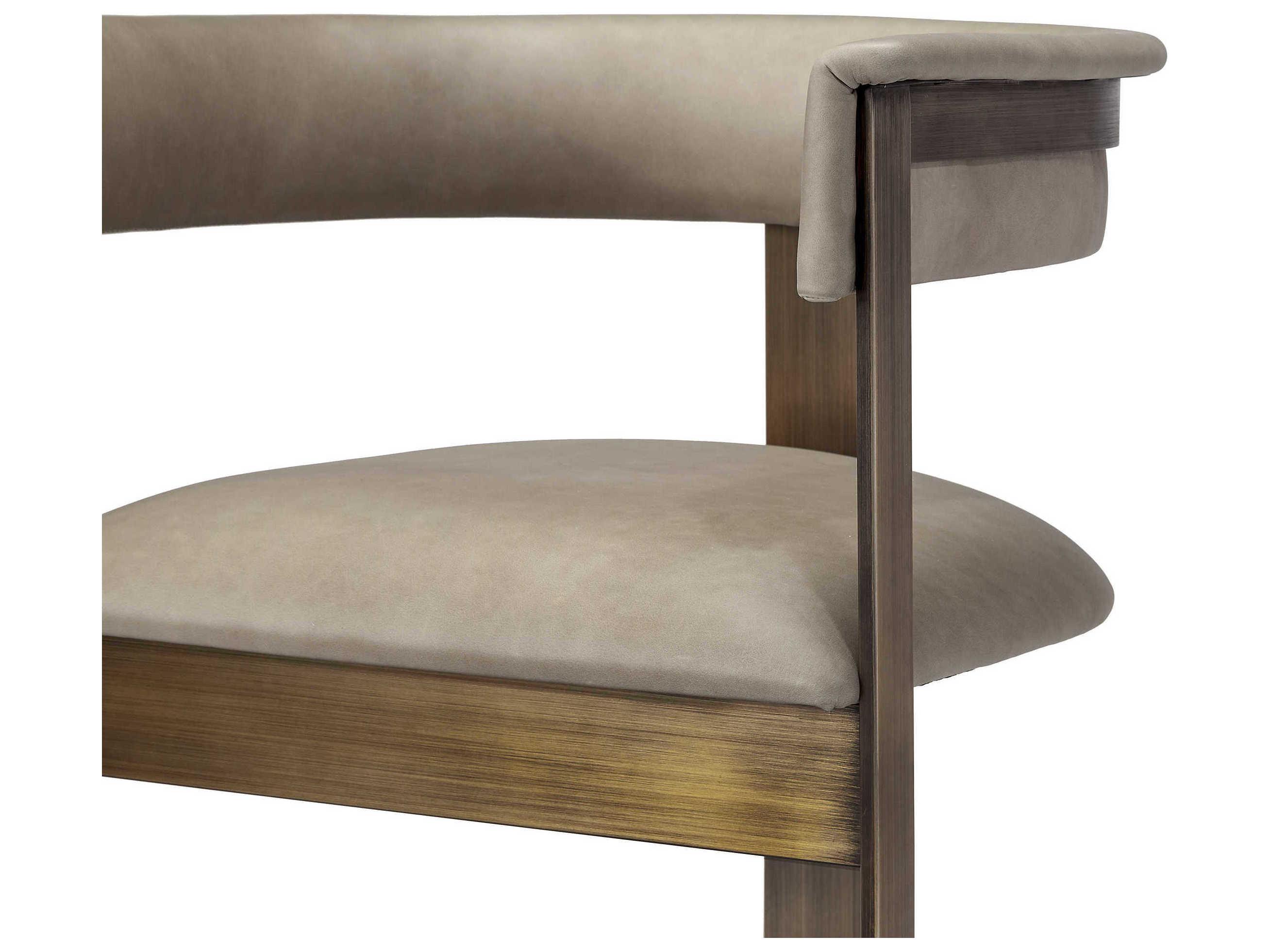 Interlude Home Darcy Leather Beige Upholstered Arm Dining Chair