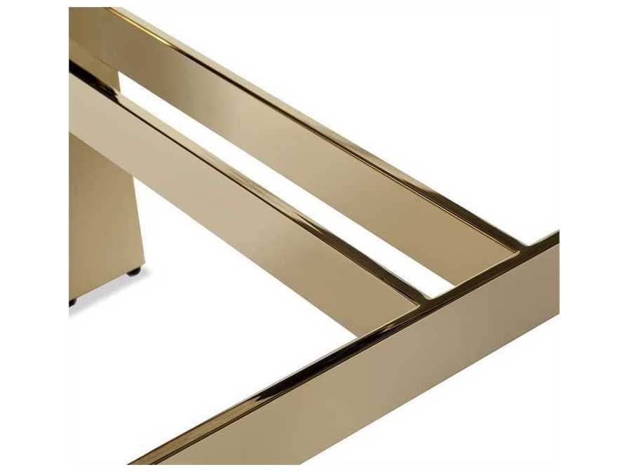 Interlude Home Darcy Leather Shiny Brass Buff Cream Counter Stool