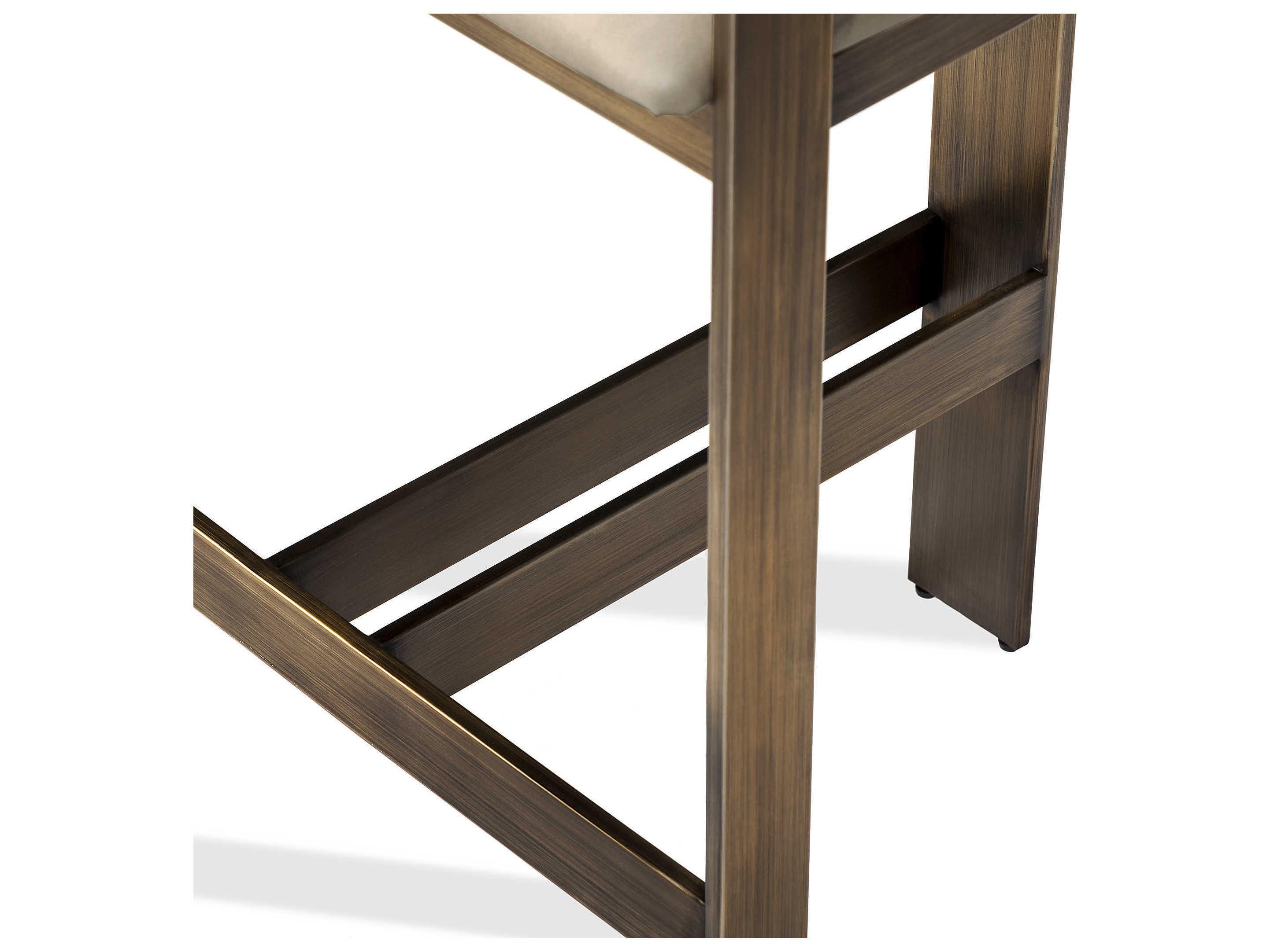 Interlude Home Darcy Leather Antique Bronze Fawn Taupe Counter Stool