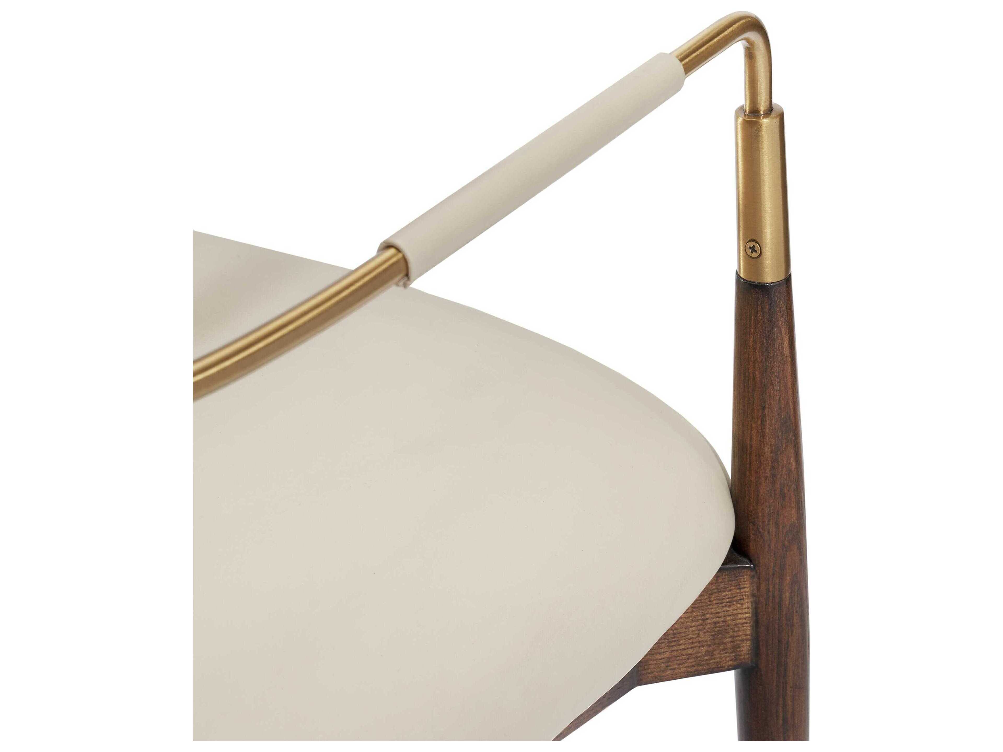 Interlude Home Cidra Walnut Wood Beige Arm Dining Chair