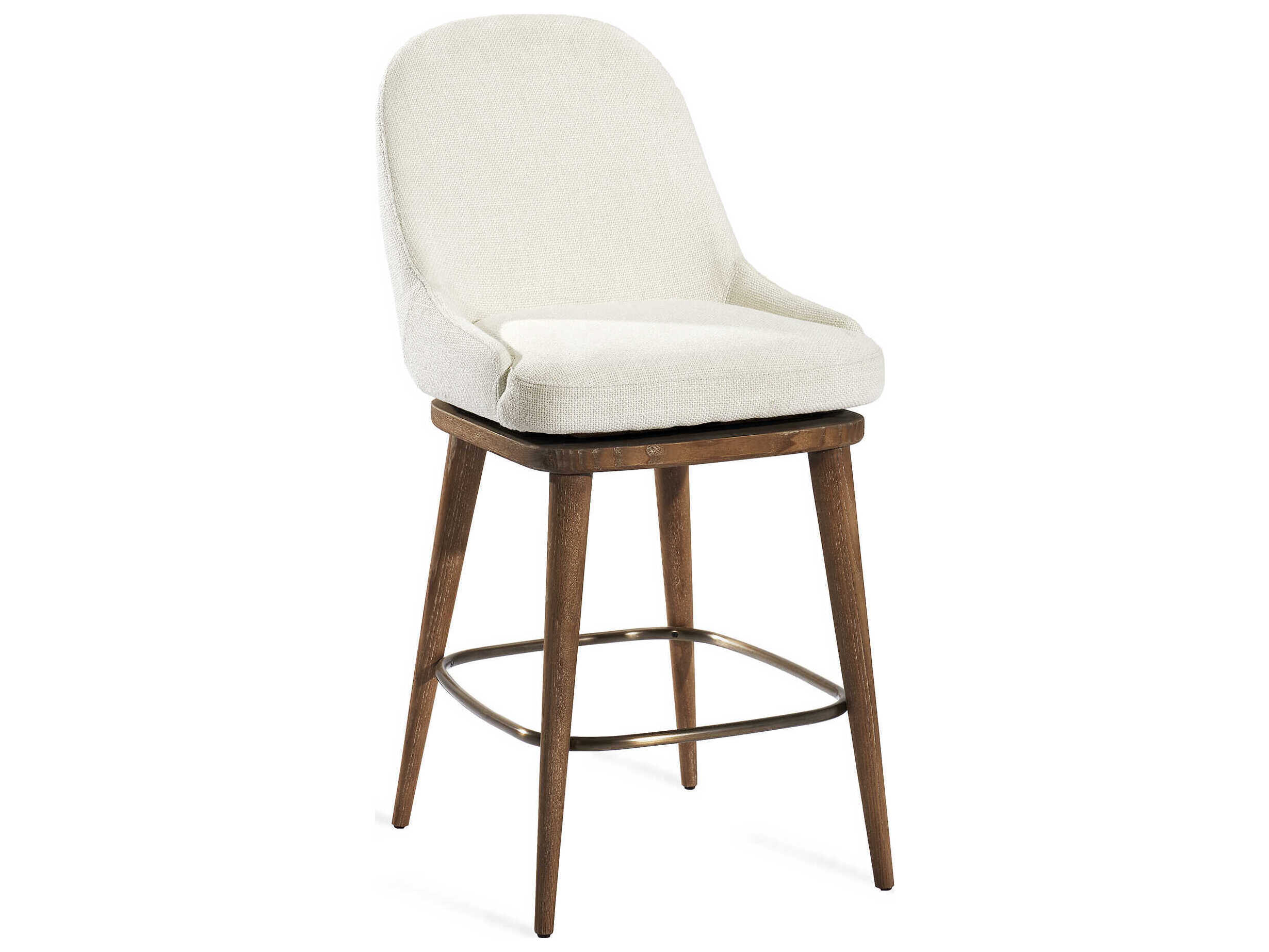 Interlude Home Harper Swivel Upholstered Autumn Brown Oyster Antique Bronze Counter Stool