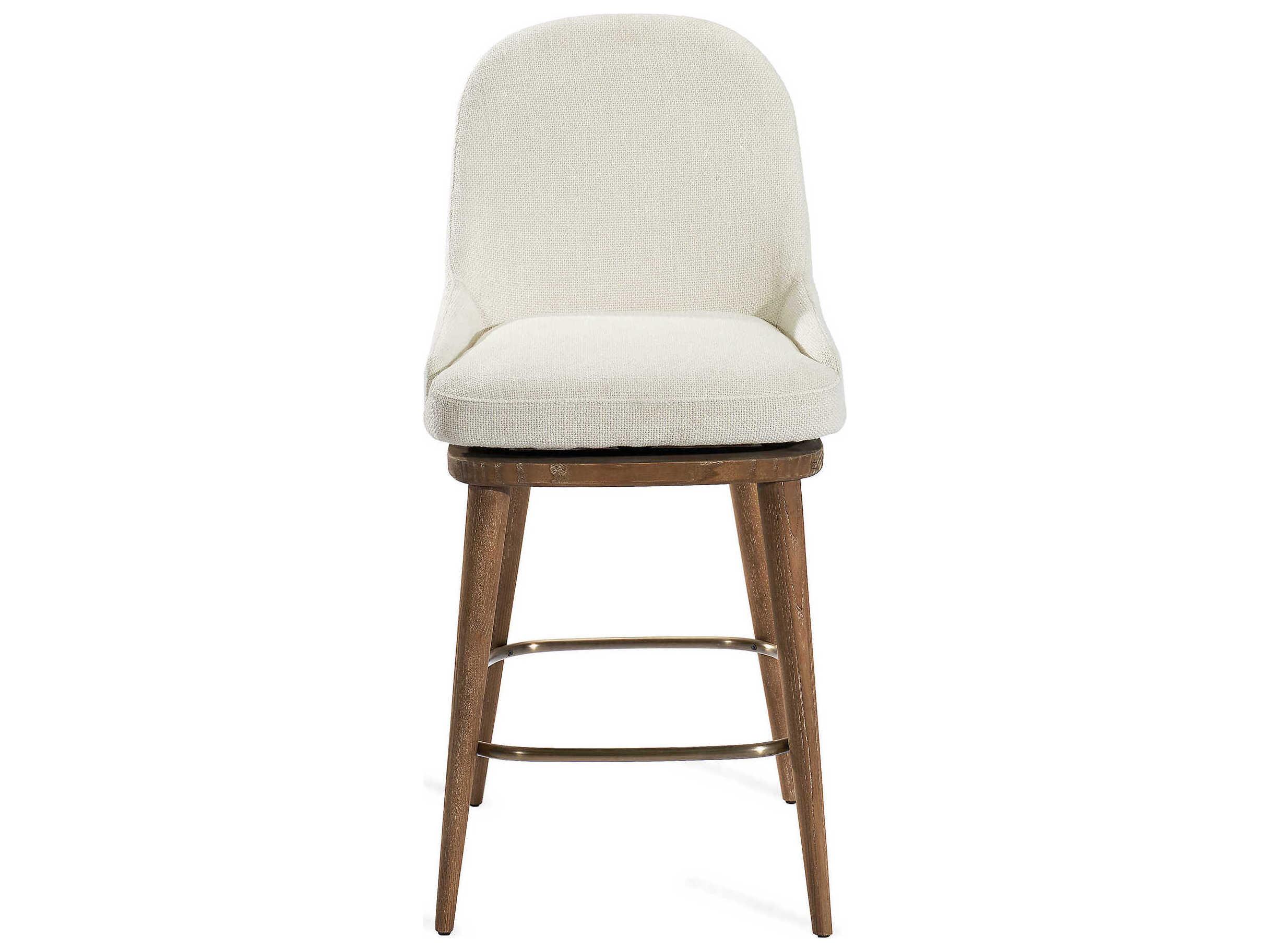 Interlude Home Harper Swivel Upholstered Autumn Brown Oyster Antique Bronze Counter Stool