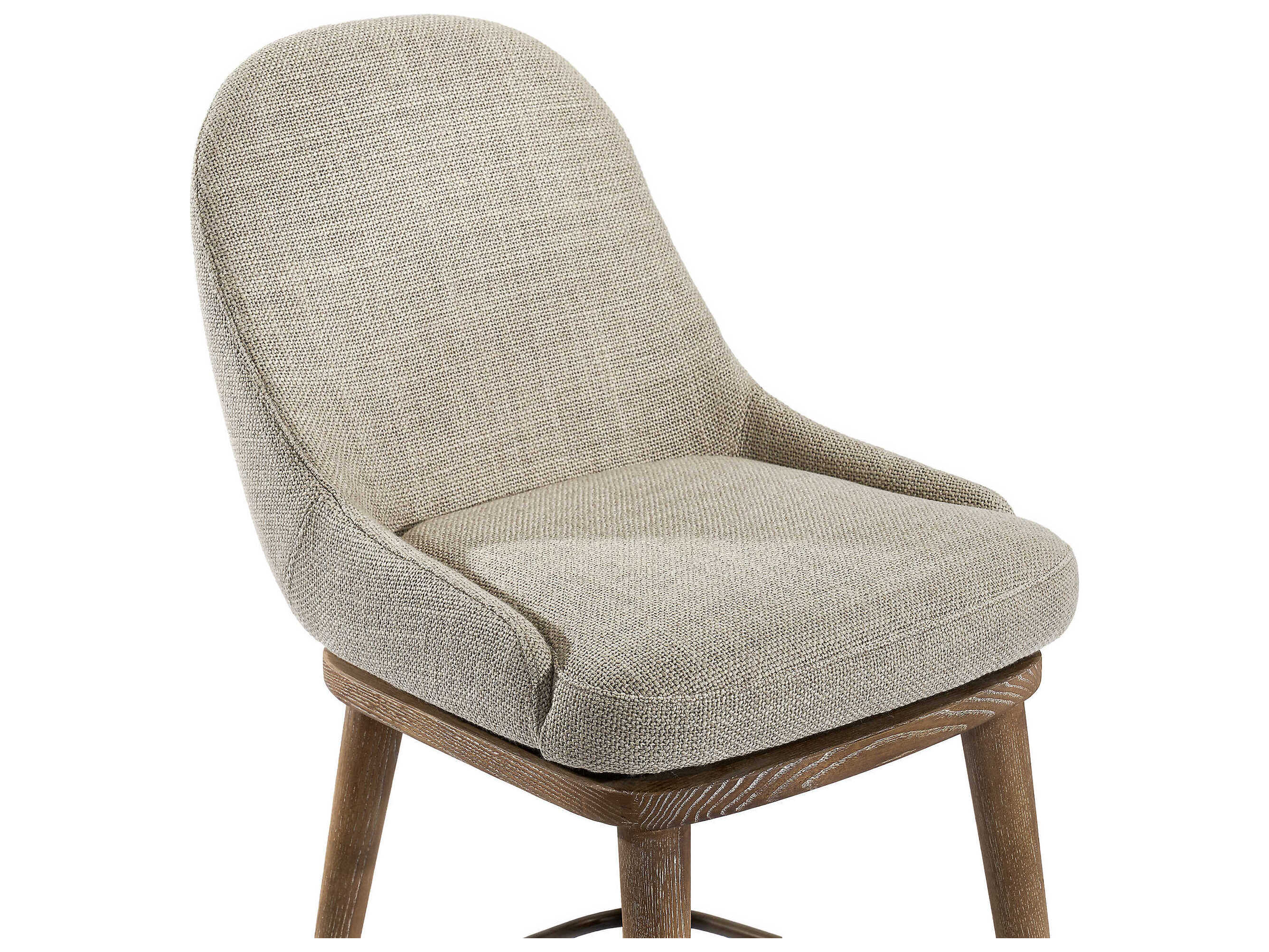 Interlude Home Harper Swivel Upholstered Autumn Brown Flax Antique Bronze Counter Stool