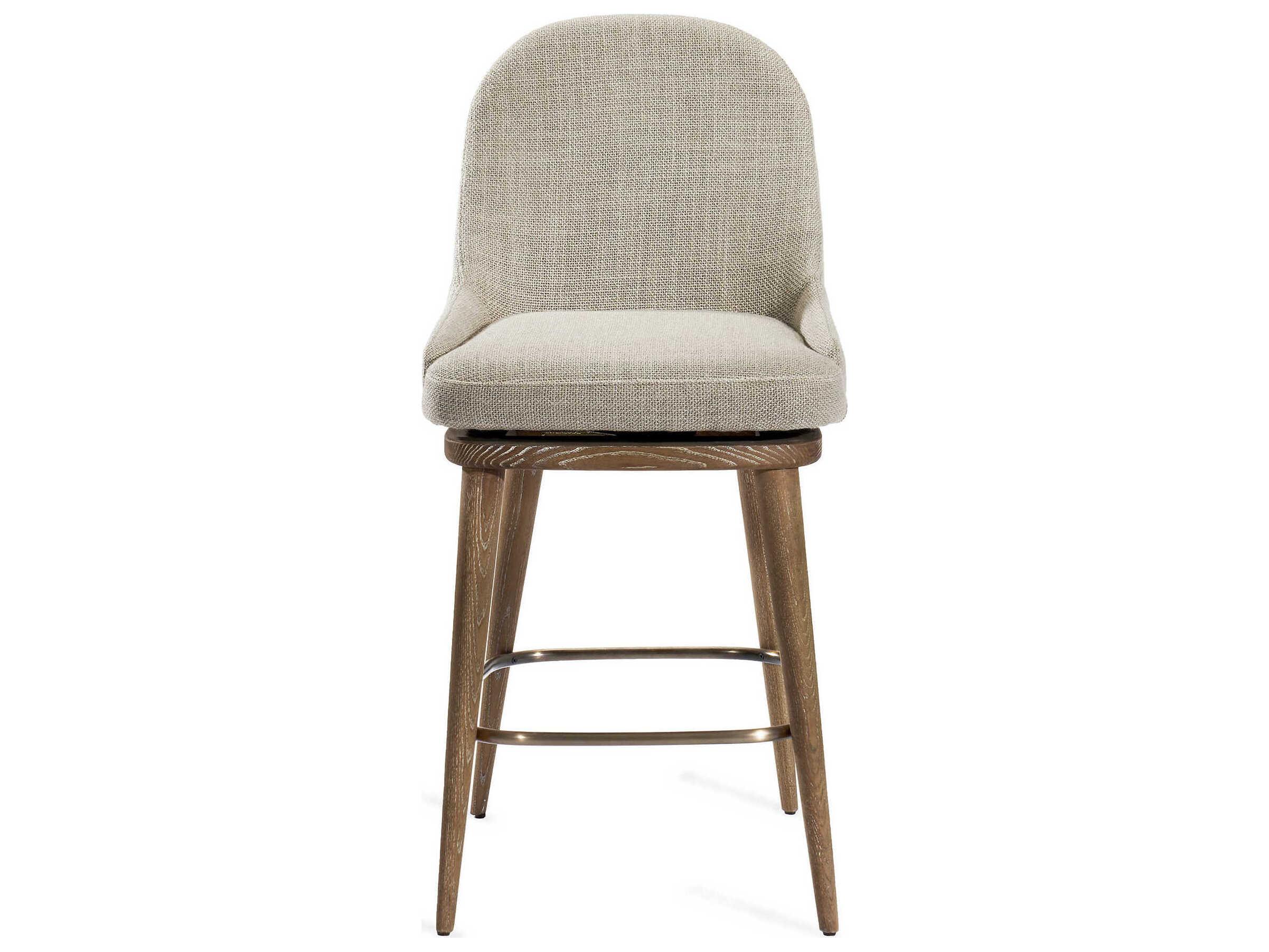 Interlude Home Harper Swivel Upholstered Autumn Brown Flax Antique Bronze Counter Stool
