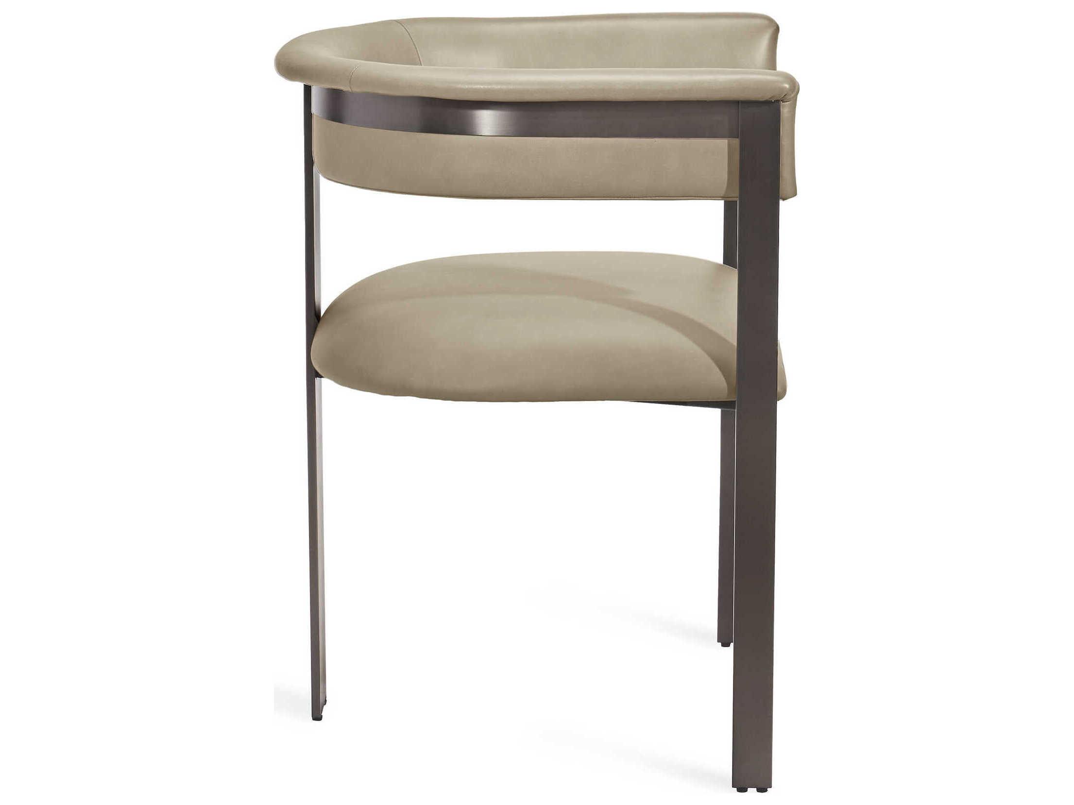 Interlude Home Darcy Leather Beige Upholstered Arm Dining Chair