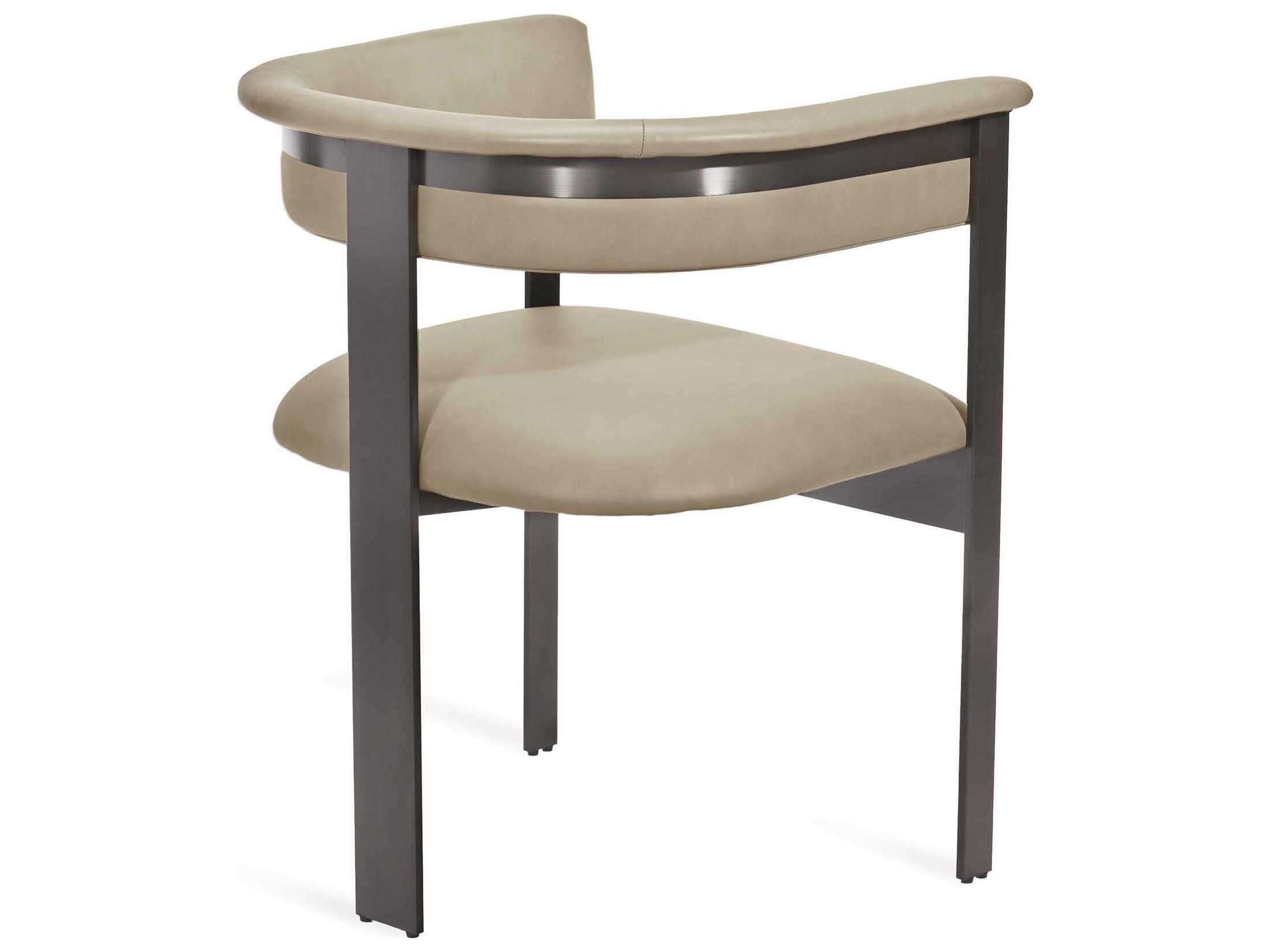 Interlude Home Darcy Leather Beige Upholstered Arm Dining Chair