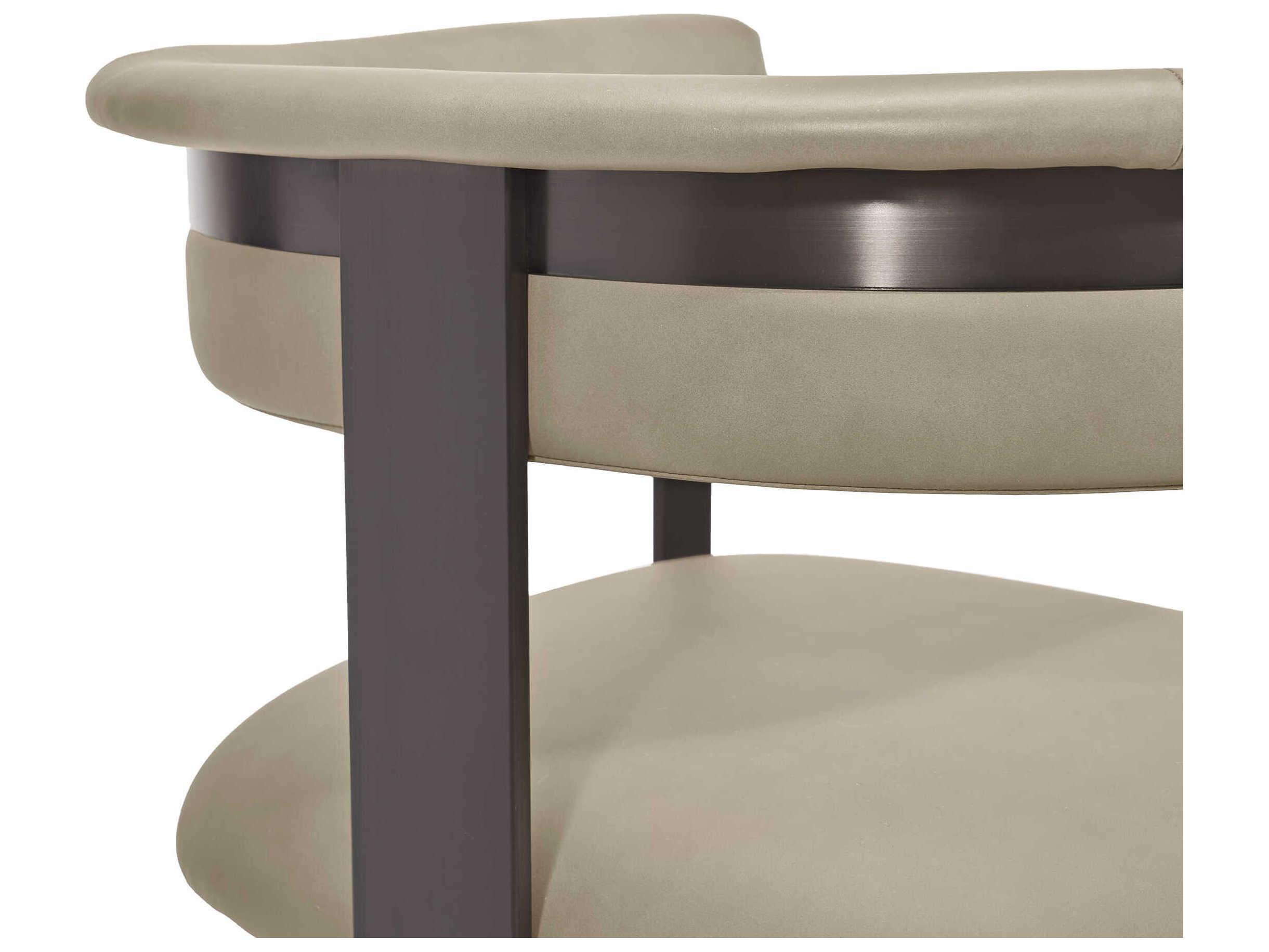 Interlude Home Darcy Leather Beige Upholstered Arm Dining Chair