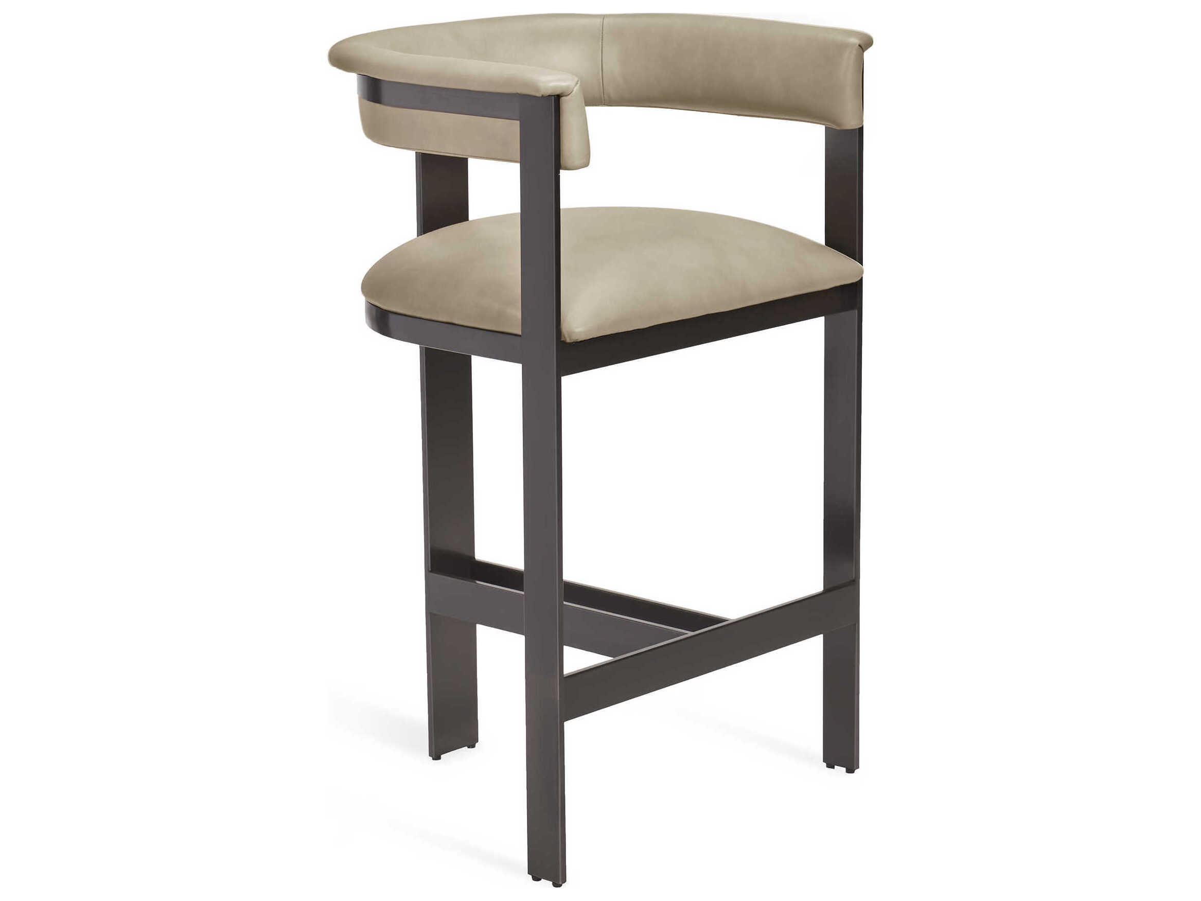 Interlude Home Darcy Leather Fawn Taupe Graphite Counter Stool