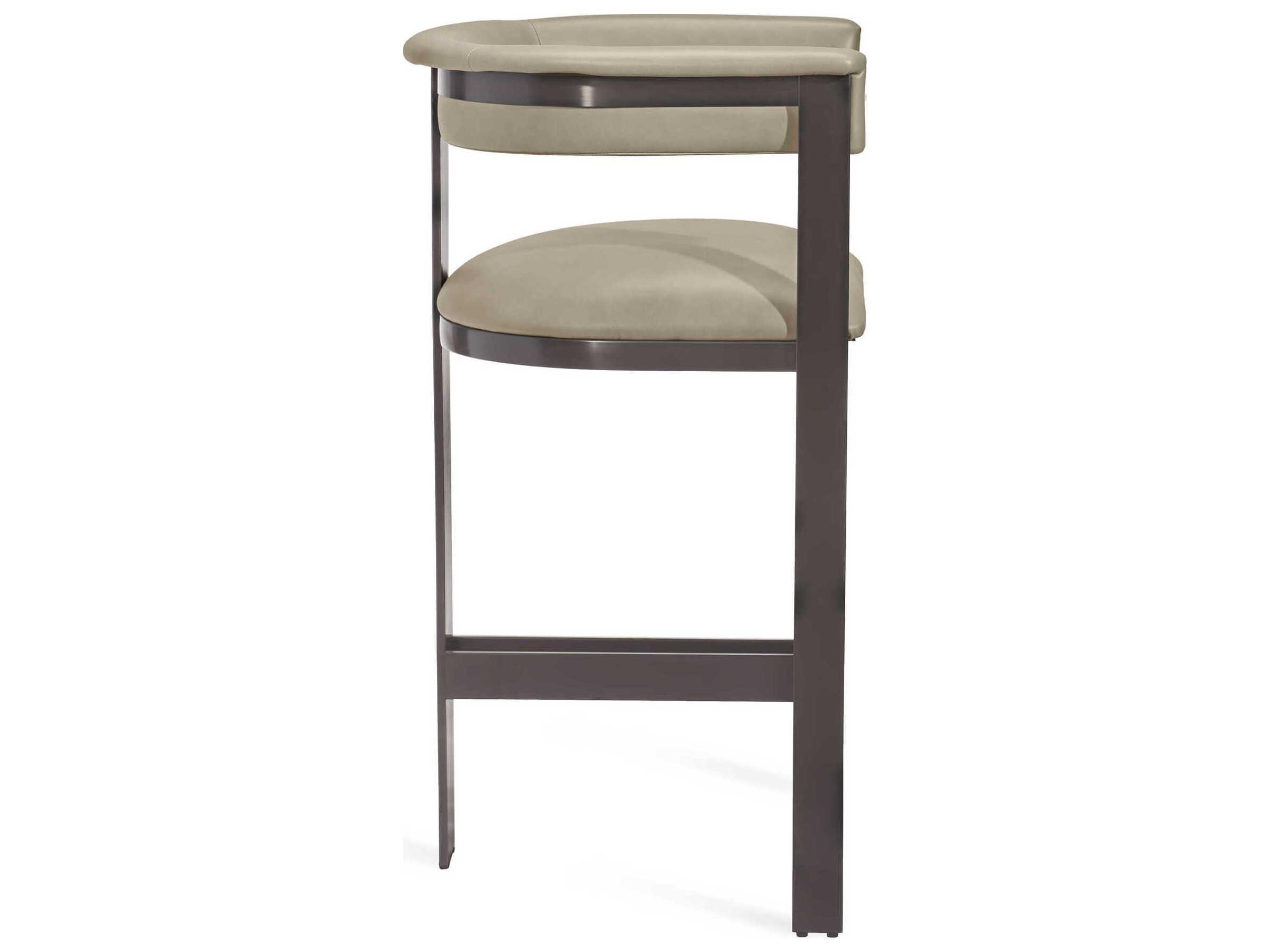 Interlude Home Darcy Leather Fawn Taupe Graphite Counter Stool