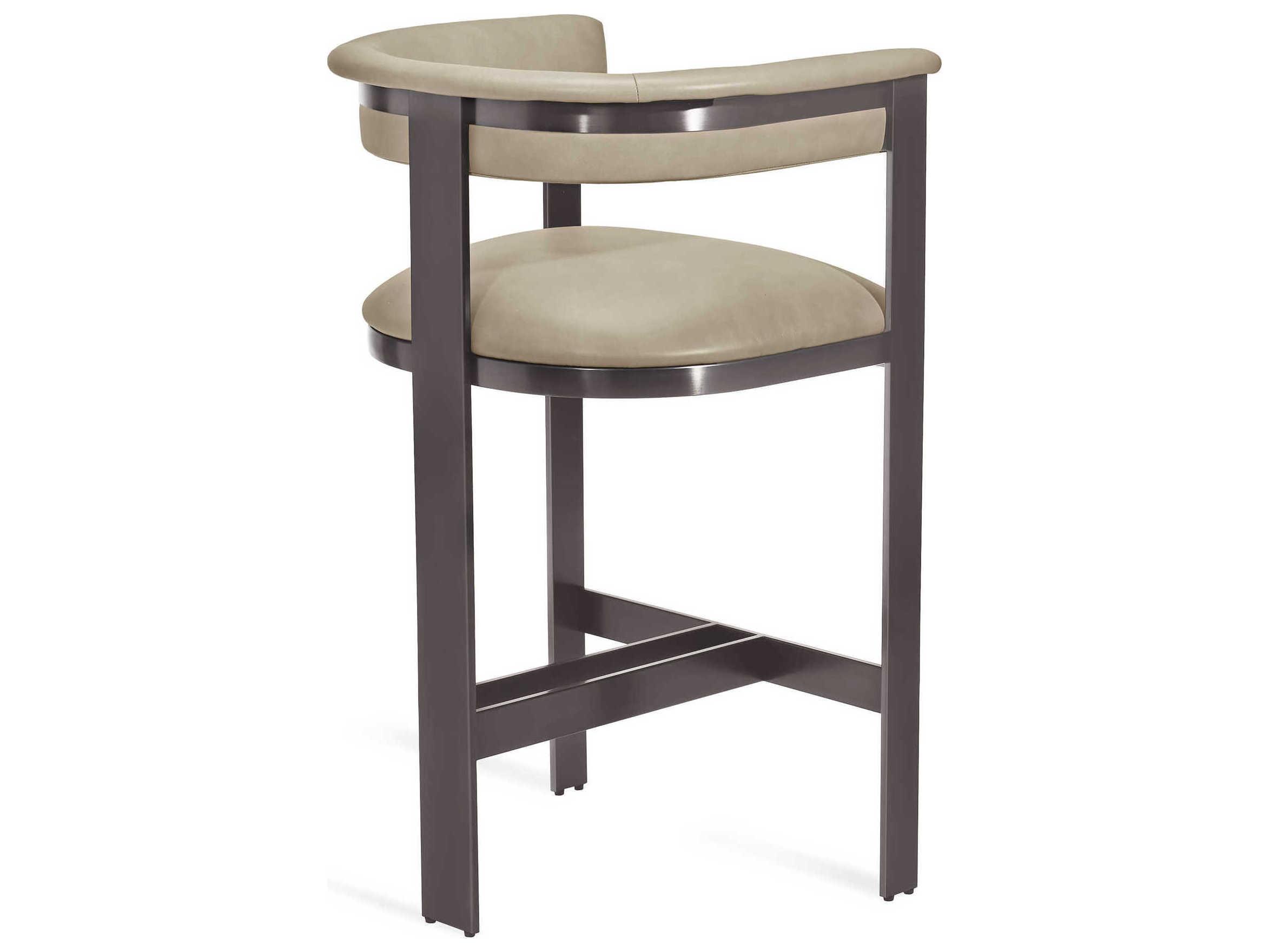 Interlude Home Darcy Leather Fawn Taupe Graphite Counter Stool