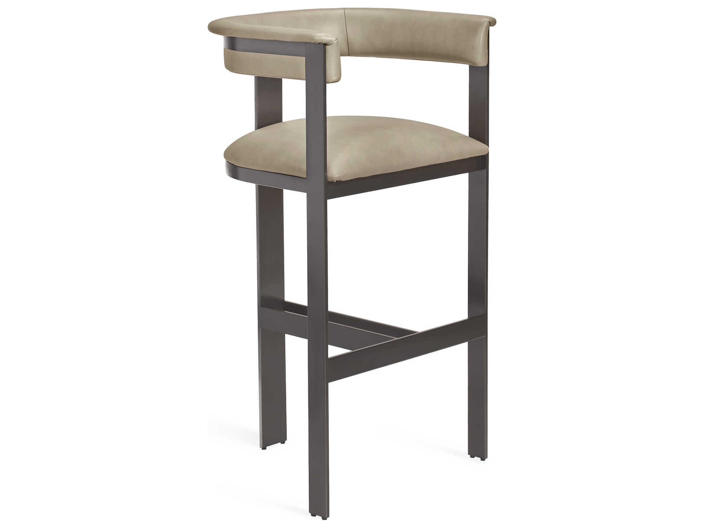 Interlude Home Darcy Leather Fawn Taupe Graphite Bar Stool