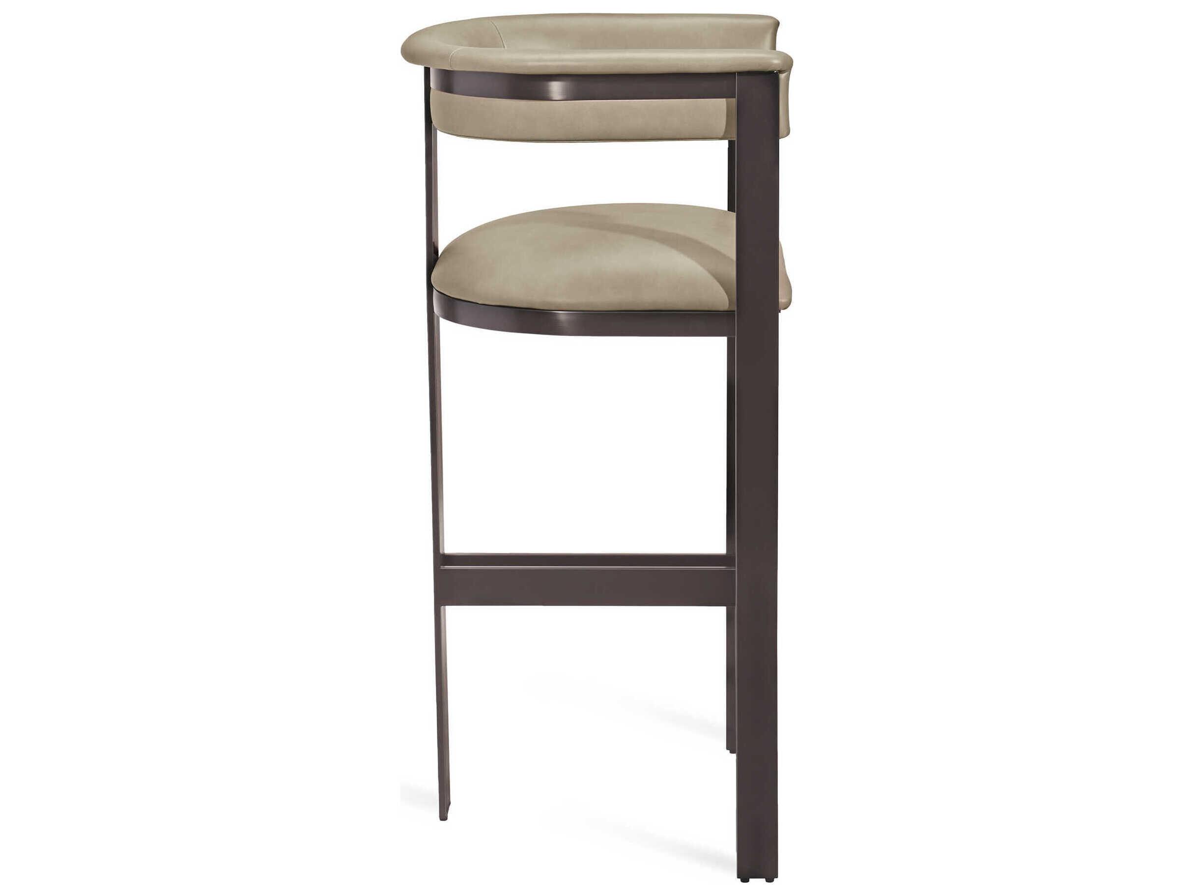 Interlude Home Darcy Leather Fawn Taupe Graphite Bar Stool