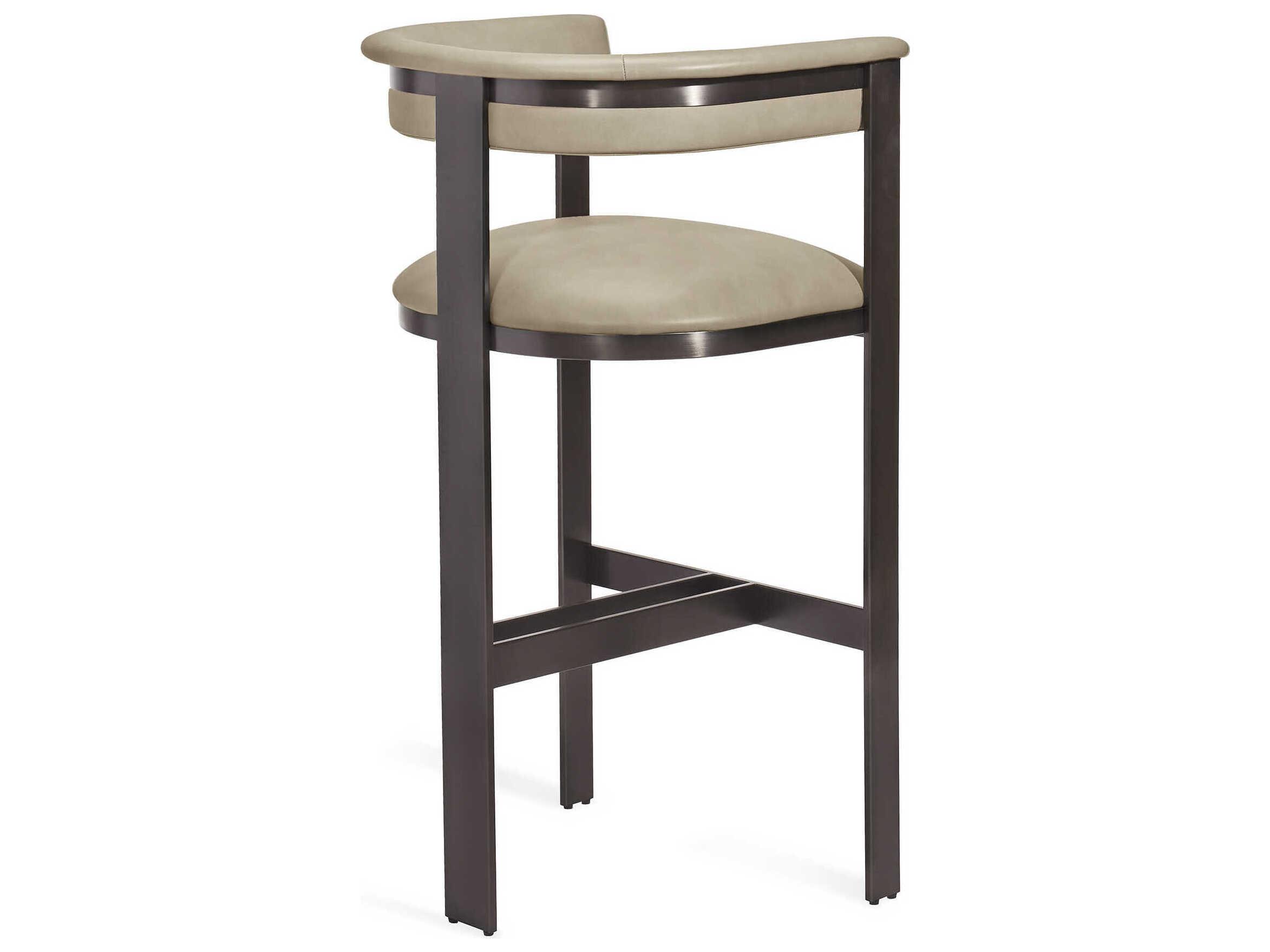 Interlude Home Darcy Leather Fawn Taupe Graphite Bar Stool