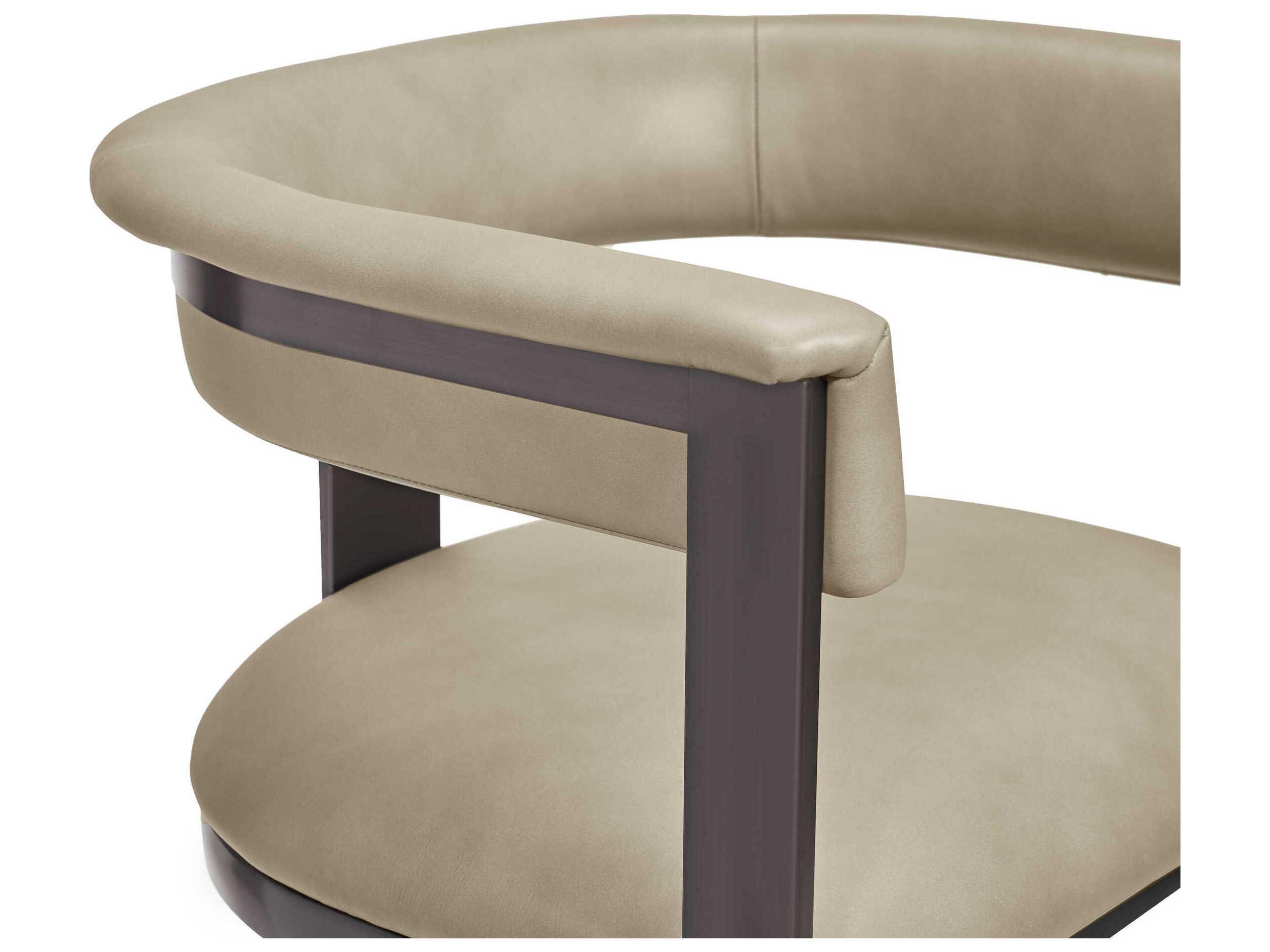 Interlude Home Darcy Leather Fawn Taupe Graphite Bar Stool